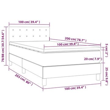 vidaXL Bettgestell Boxspringbett mit Matratze Dunkelgrün 100x200 cm Samt Bett Bettgestell