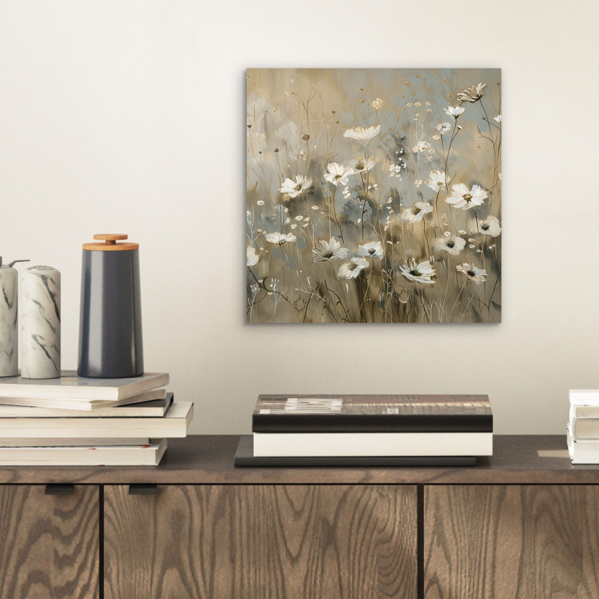 MuchoWow Metallbild Blumen - Weiß - günstig online kaufen