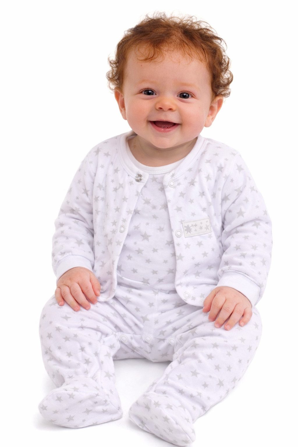 La Bortini Strampler Strampler Hemdchen Set in Weiß mit Sternchen Baby Anzug Erstlingsanzug aus reiner Baumwolle, 44 50 56 62 68 74