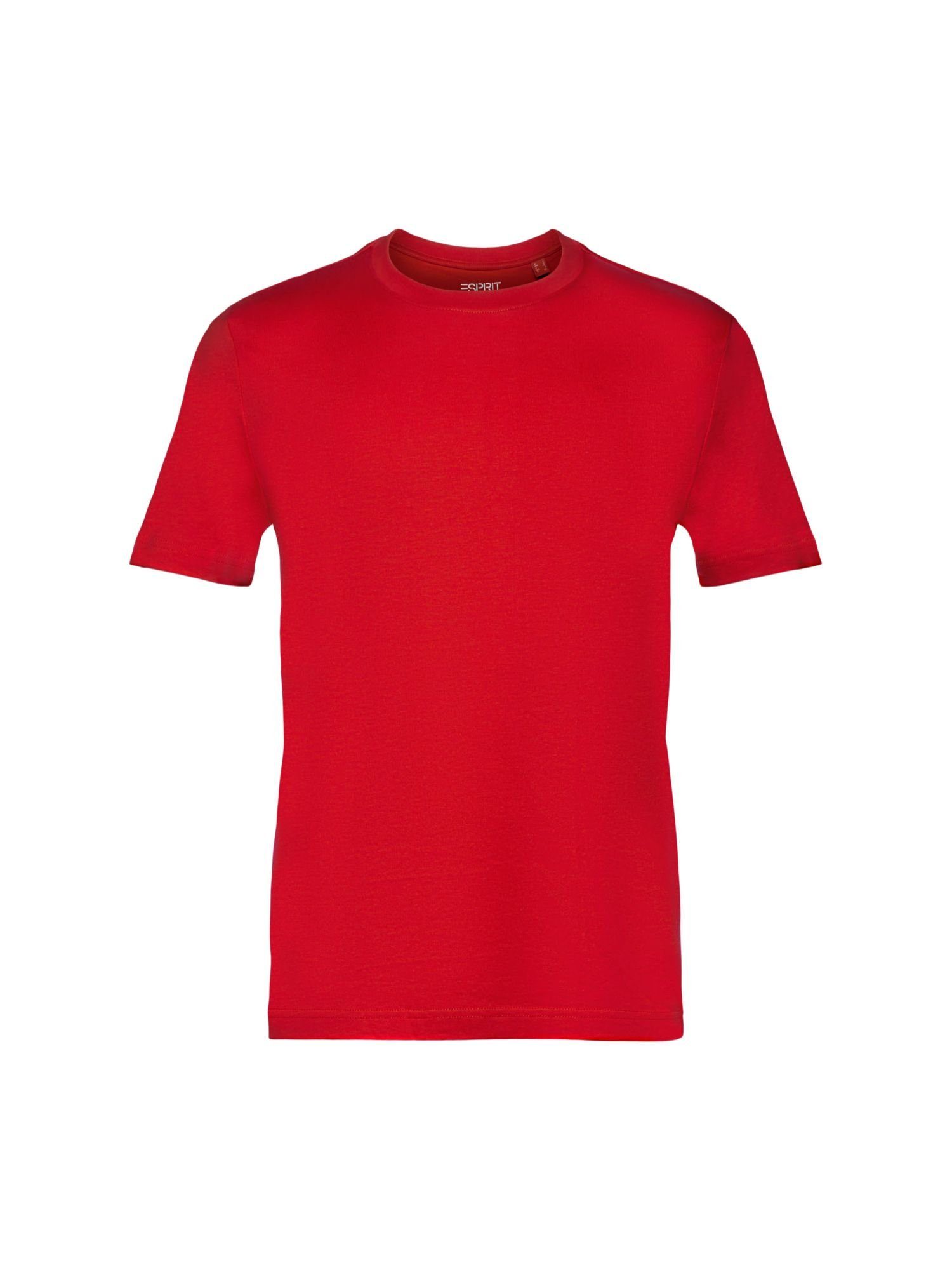 T-Shirt RED Esprit aus Rundhals-T-Shirt (1-tlg) DARK Pima-Baumwolljersey