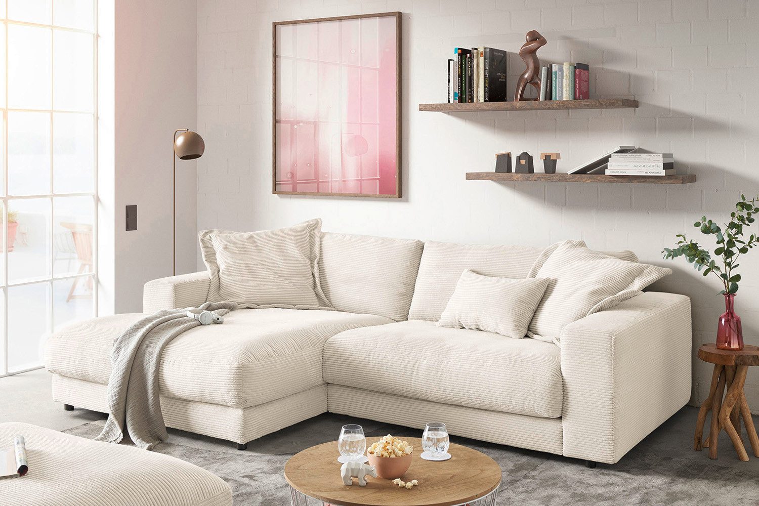 KAWOLA Ecksofa MADELINE, Sofa Cord Longchair günstig online kaufen