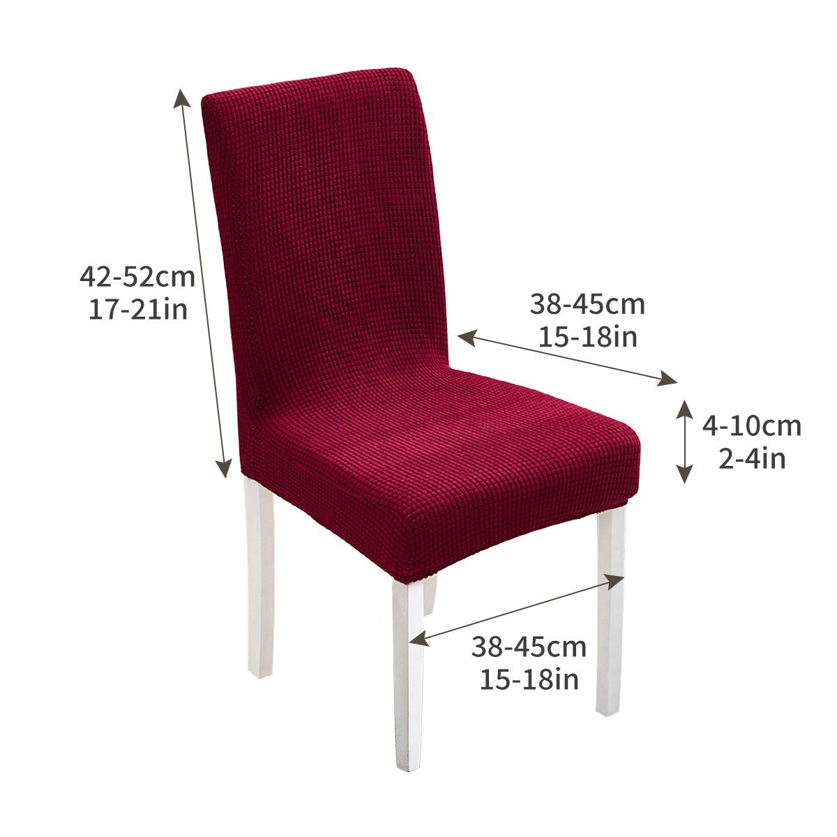 Stuhlhusse MOOHO 6er Stuhlhussen Stuhlbezug Set Stretch Waschbar Rot|M elastische,