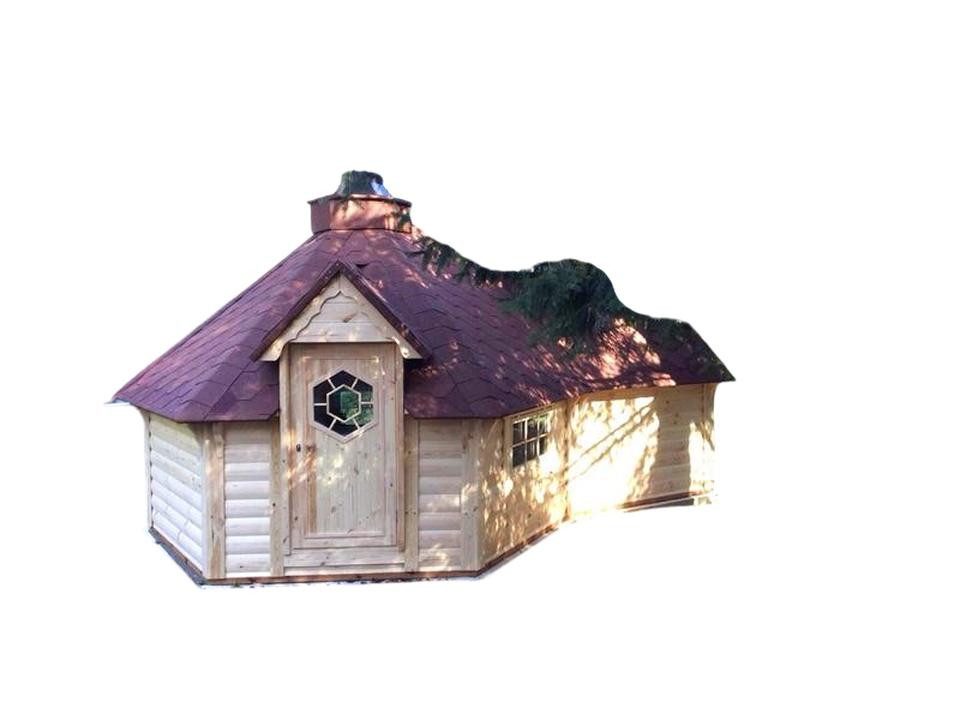 JVmoebel Grillkota Grill Kota Holzhaus mit Feuerstelle in Braun für gesellige Abende, Made in Europe