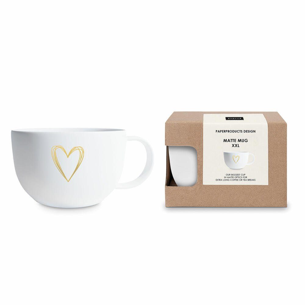 PPD Tasse Pure Heart ml, Matte XXL Tee und geeignet Mug Bone 550 China, für New Kaffee-Liebhaber gold