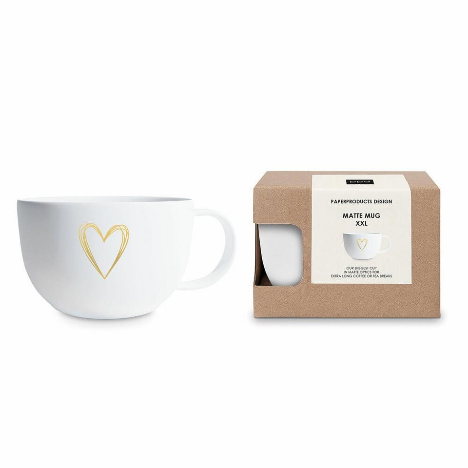 PPD Tasse Pure Heart gold Matte Mug XXL 550 ml, New Bone China, für Tee und  Kaffee-Liebhaber geeignet