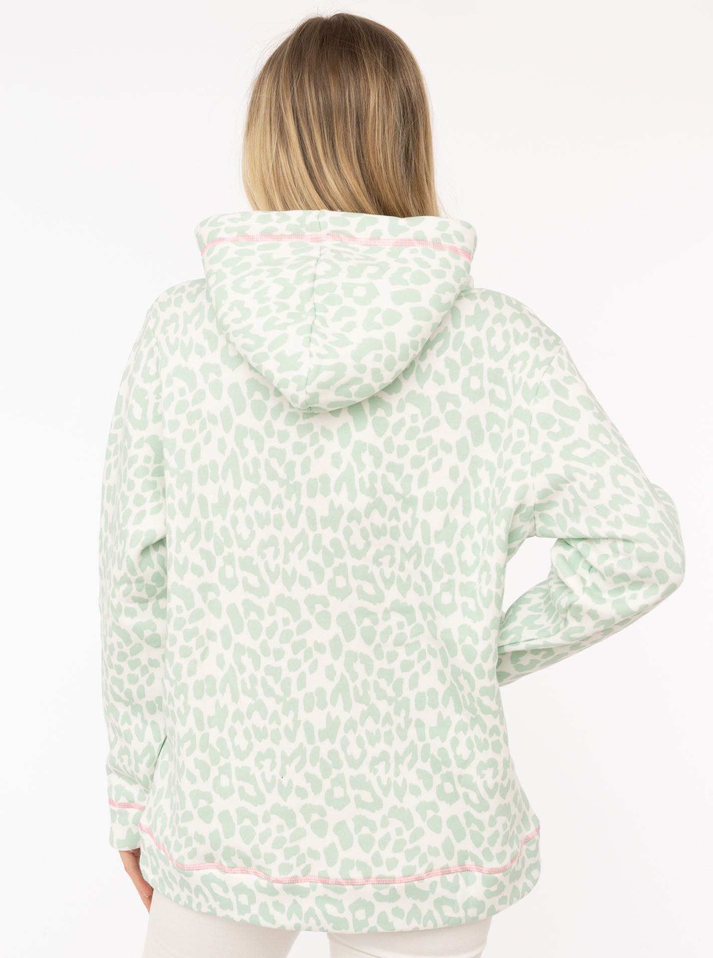 Zwillingsherz Hoodie "Leo Pastell" Leomuster und WILD Applikation, Kapuze, Tasche, Baumwollmischung