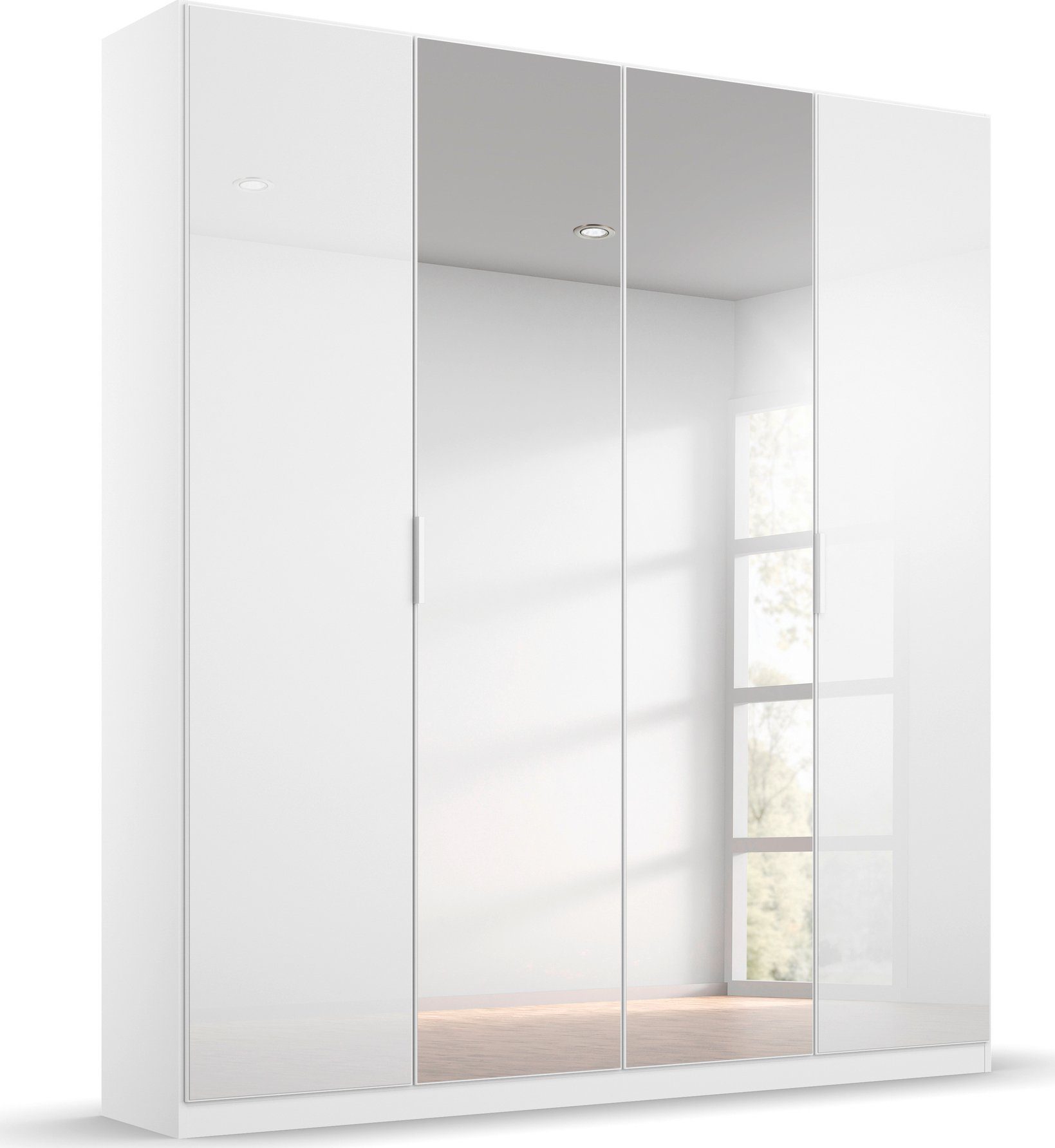 rauch Drehtürenschrank Kleiderschrank Schrank Garderobe KOLUNA mit Glastüren und Spiegel (Breiten 181/226/271/315 cm Höhen 210/229 cm) inkl. 2 Innenschubladen sowie extra Einlegeböden MADE IN GERMANY