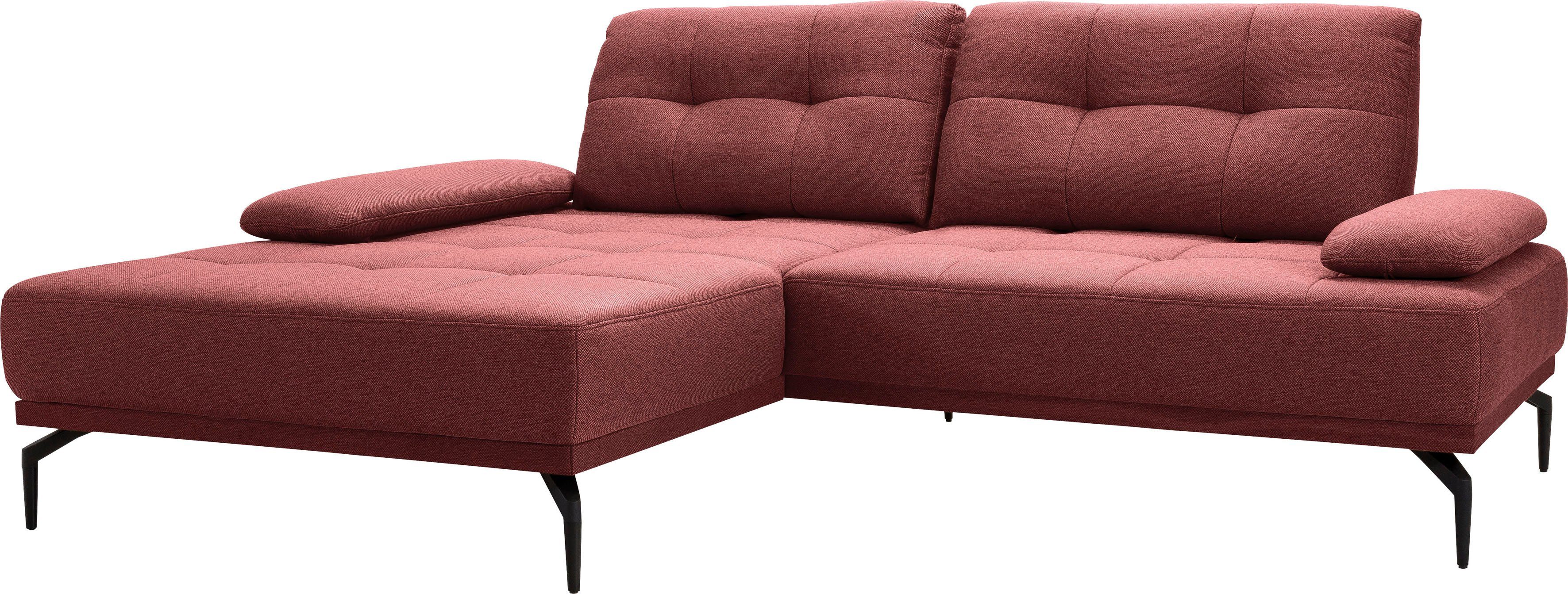 exxpo - sofa fashion Ecksofa, Inklusive Sitztiefenverstellung,  Armlehnenverstellung, Metallfüße