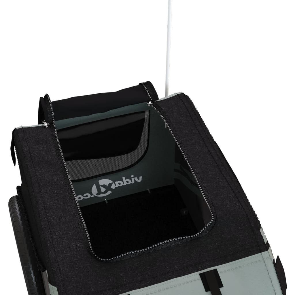 vidaXL Bicycle Dog Trailer 30 kg Bicycle Trailer for Dogs Grey and Black Oxford Fabric and Iron