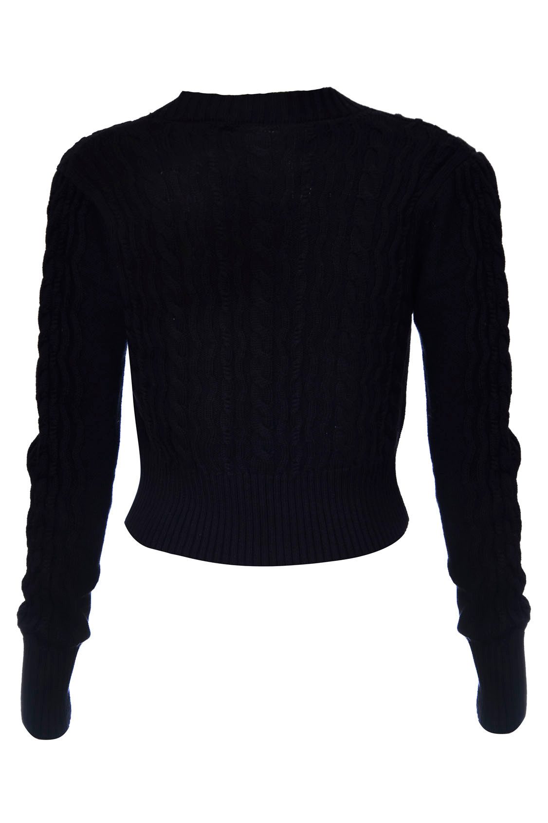 Voodoo Vixen Strickjacke Mabel Cropped Cardigan Schwarz Retro Vintage Zopfmuster