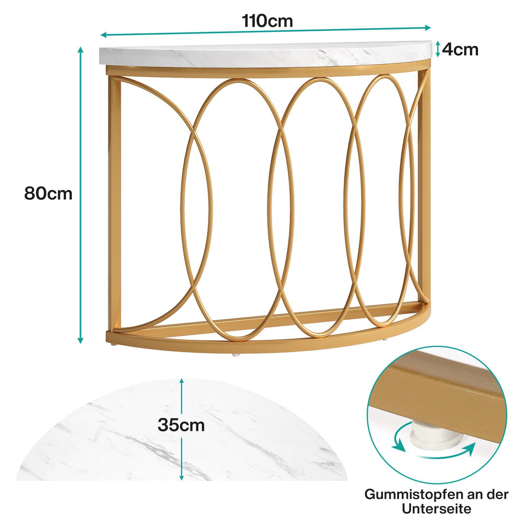 Celya Konsolentisch Konsolentisch,Beistelltisch mit Halbmondförmig-Design