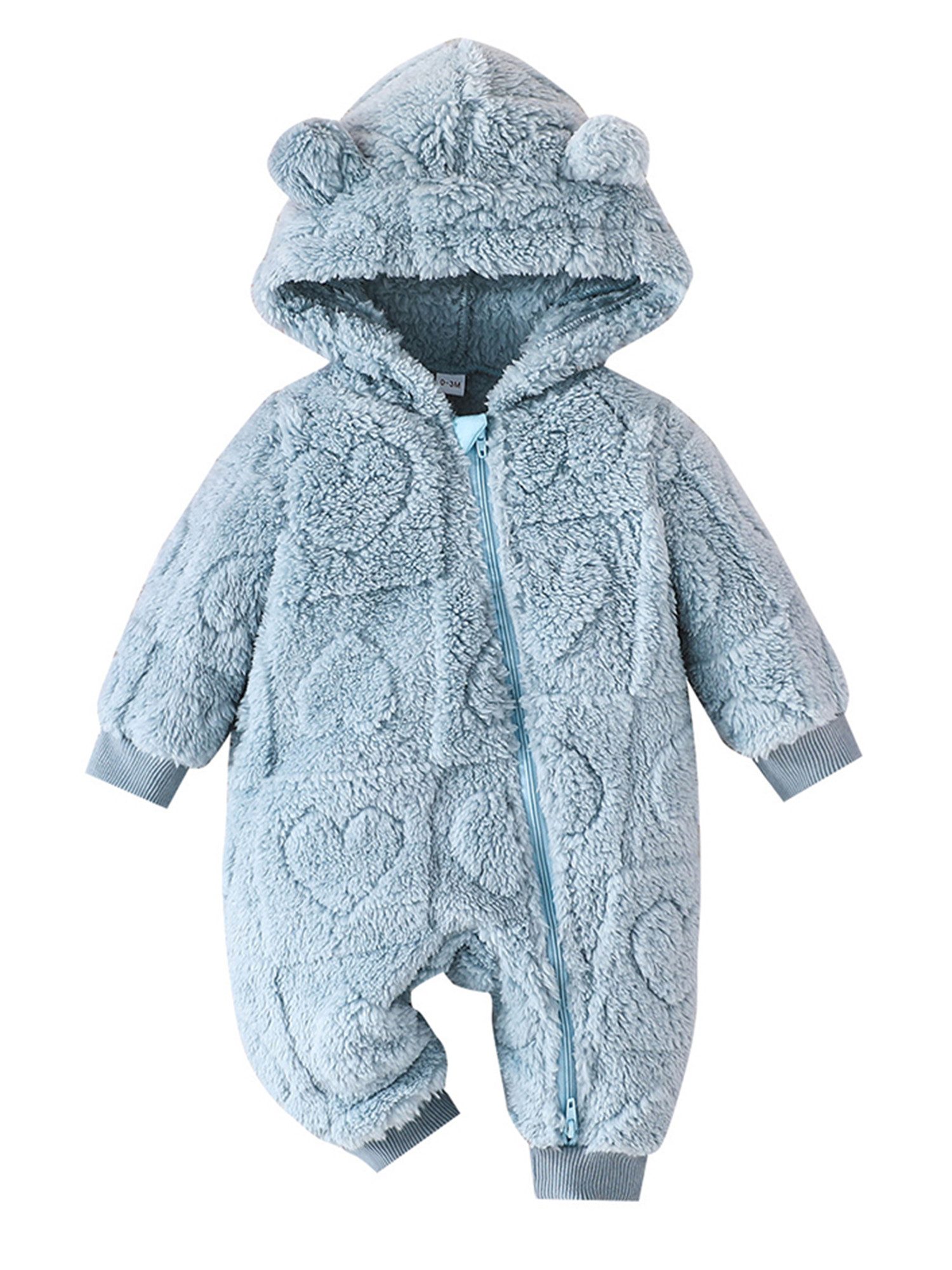 Strampler Kapuzenpullover für Baby Jungen Mädchen, warmer Overall mit Herzmuster