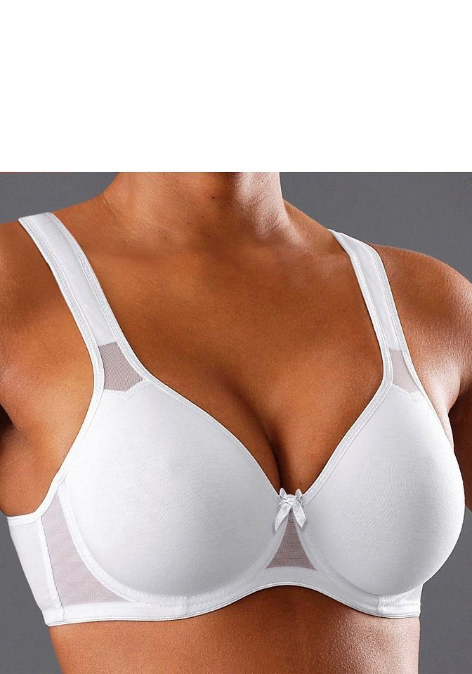 petite fleur by Lascana T-Shirt-BH, BH mit Bügel, Baumwoll-BH (Packung, 2 Stück) mit Netzeinsätzen, aus Baumwolle, große Größen, bequemer BH – Bild 3 von 5