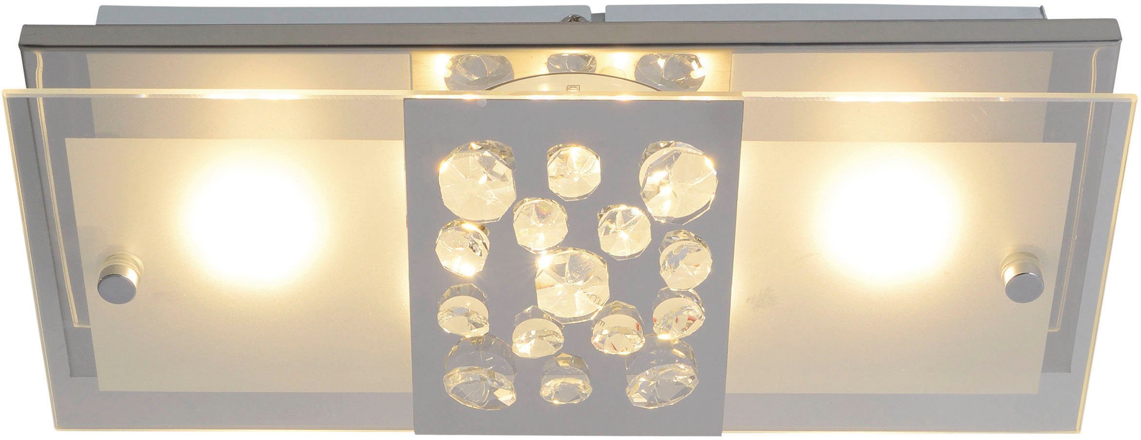 chrom fest 11W Deckenleuchte LED LED total incl. mit integriert, näve Kristallen, teilsatiniert LED Chur, Warmweiß,