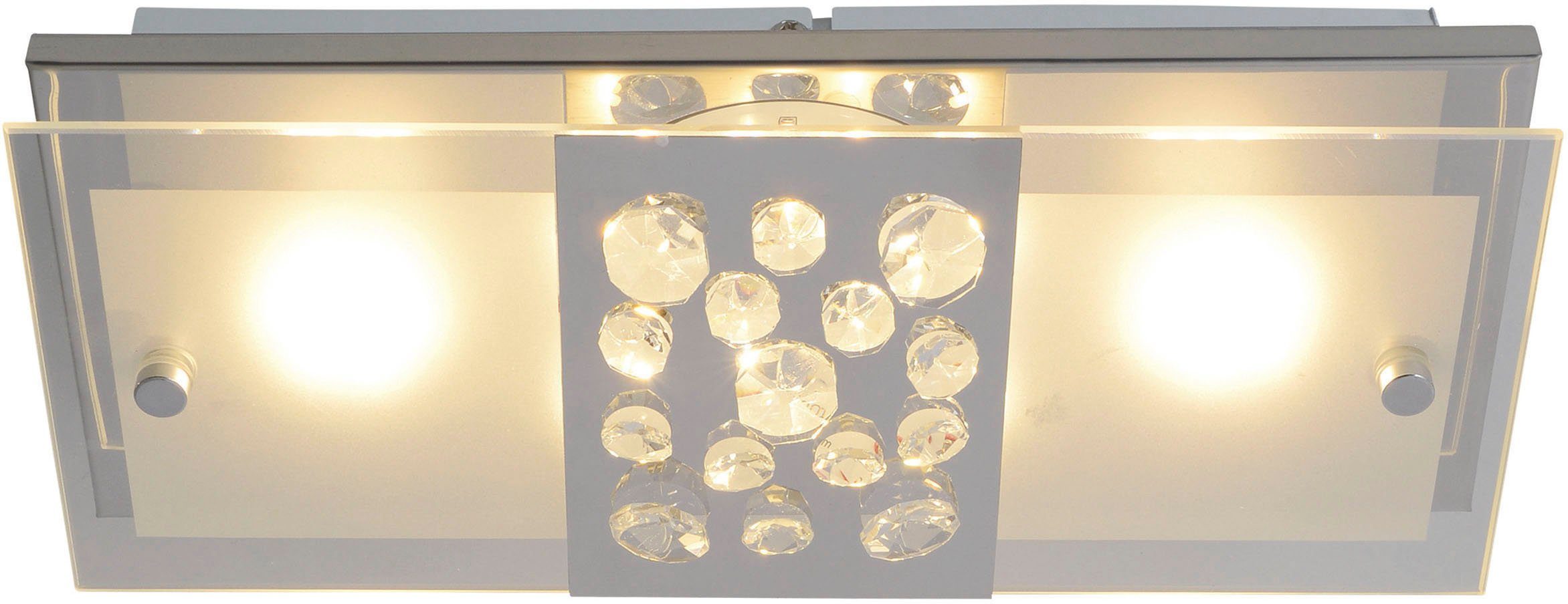 näve LED Deckenleuchte Chur, LED fest integriert, Warmweiß, chrom teilsatiniert mit Kristallen, incl. LED total 11W
