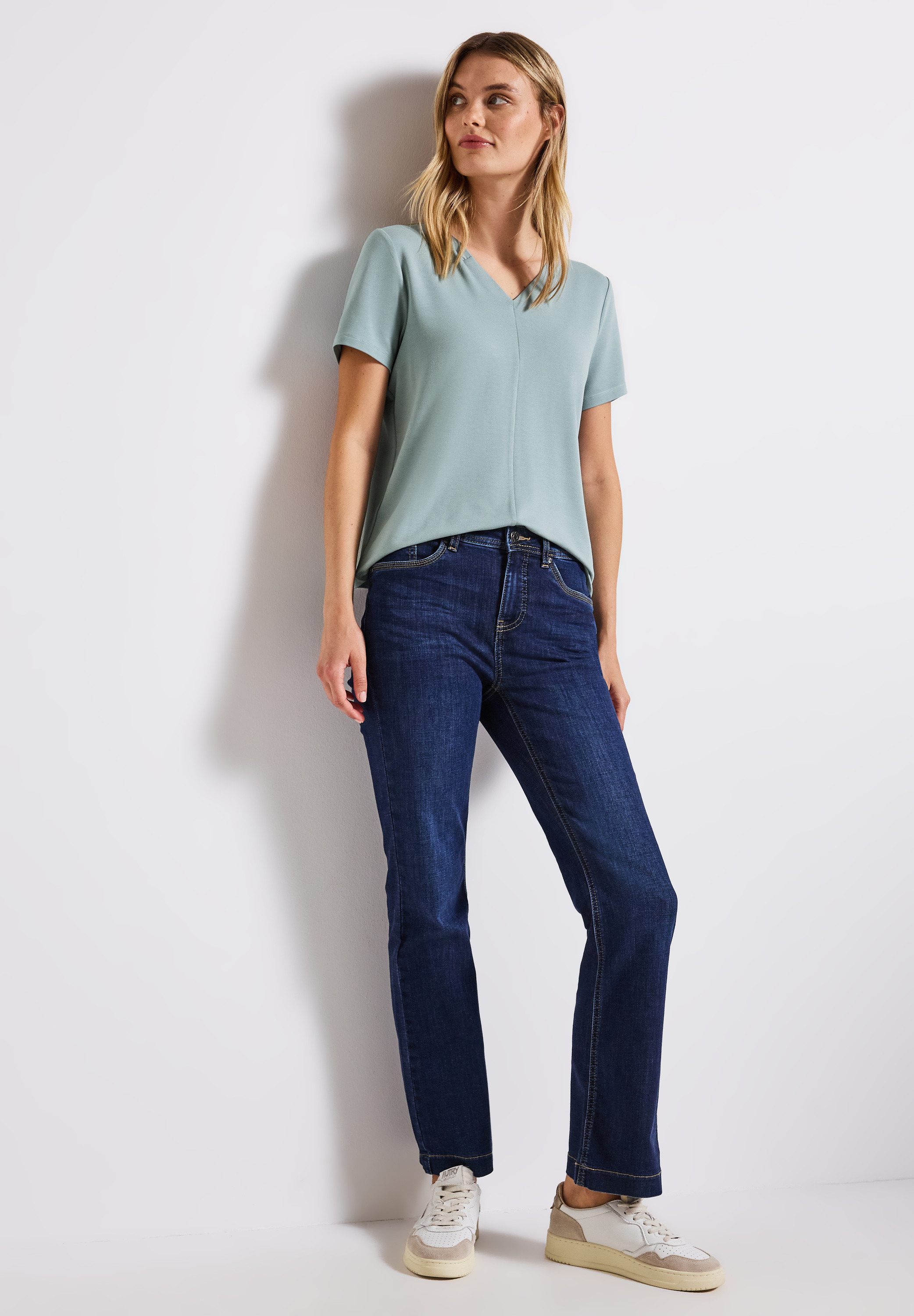 STREET ONE V-Shirt aus Viskose-Stretch
