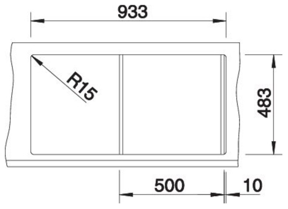 Blanco stainless steel sink TIPO 5 S, square, 50/95 cm, (1 pc), suitable for reversible installation, including free stainless steel insert