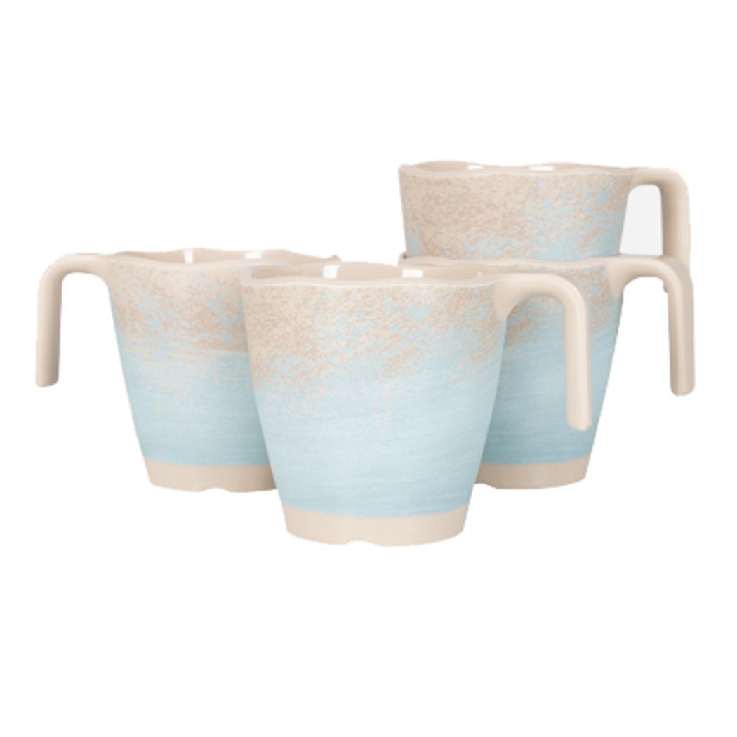 GIMEX Tasse Kaffeebecher Mug - Stone Line Beige, Set 4 Stück, Melamin