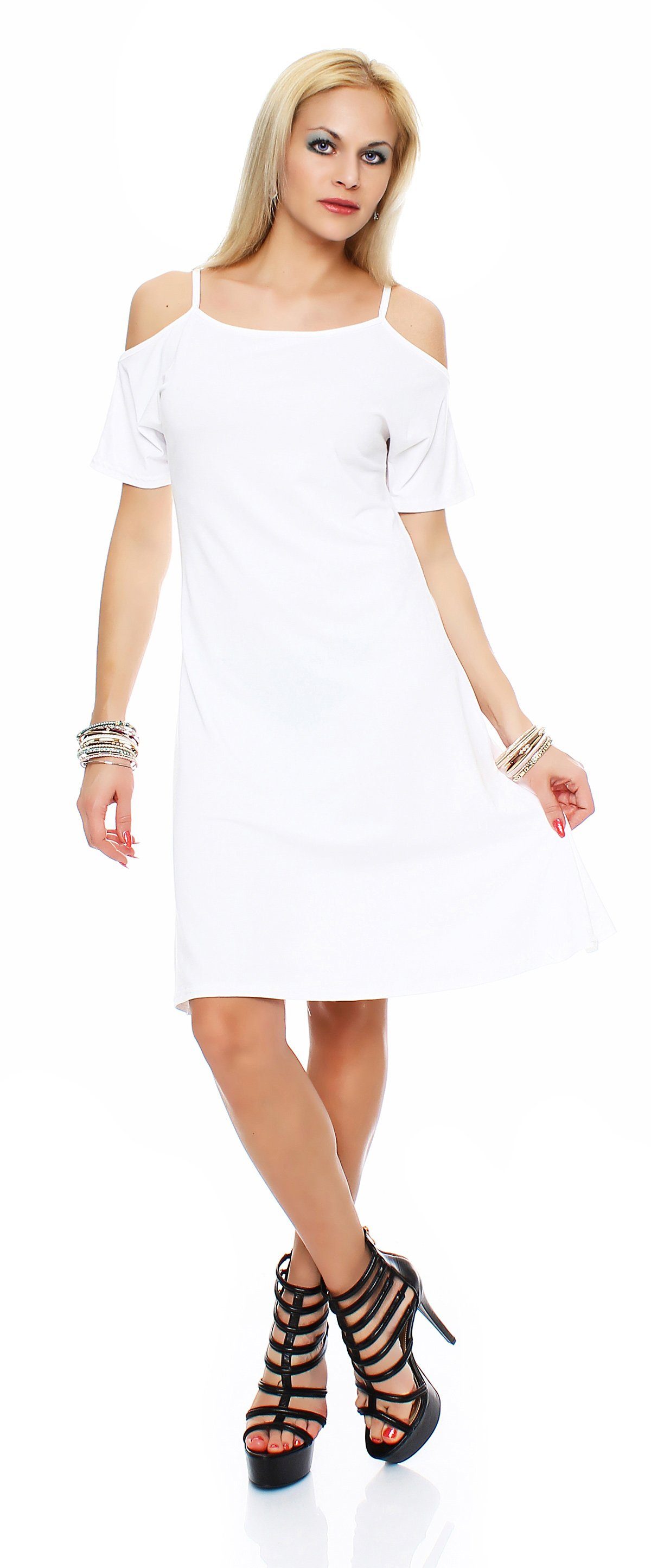 Kleid Weiß-Creme Mississhop mit Sommerkleid Träger M.Gaja Trägerkleid