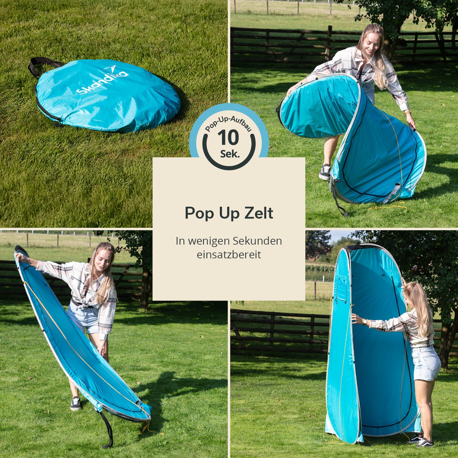 Skandika Kuppelzelt Camping Pop Up Duschzelt, Umkleidezelt, Toilettenzelt, 210 cm Stehhöhe, Blickdicht, separater Boden, Duschbefestigung, leicht