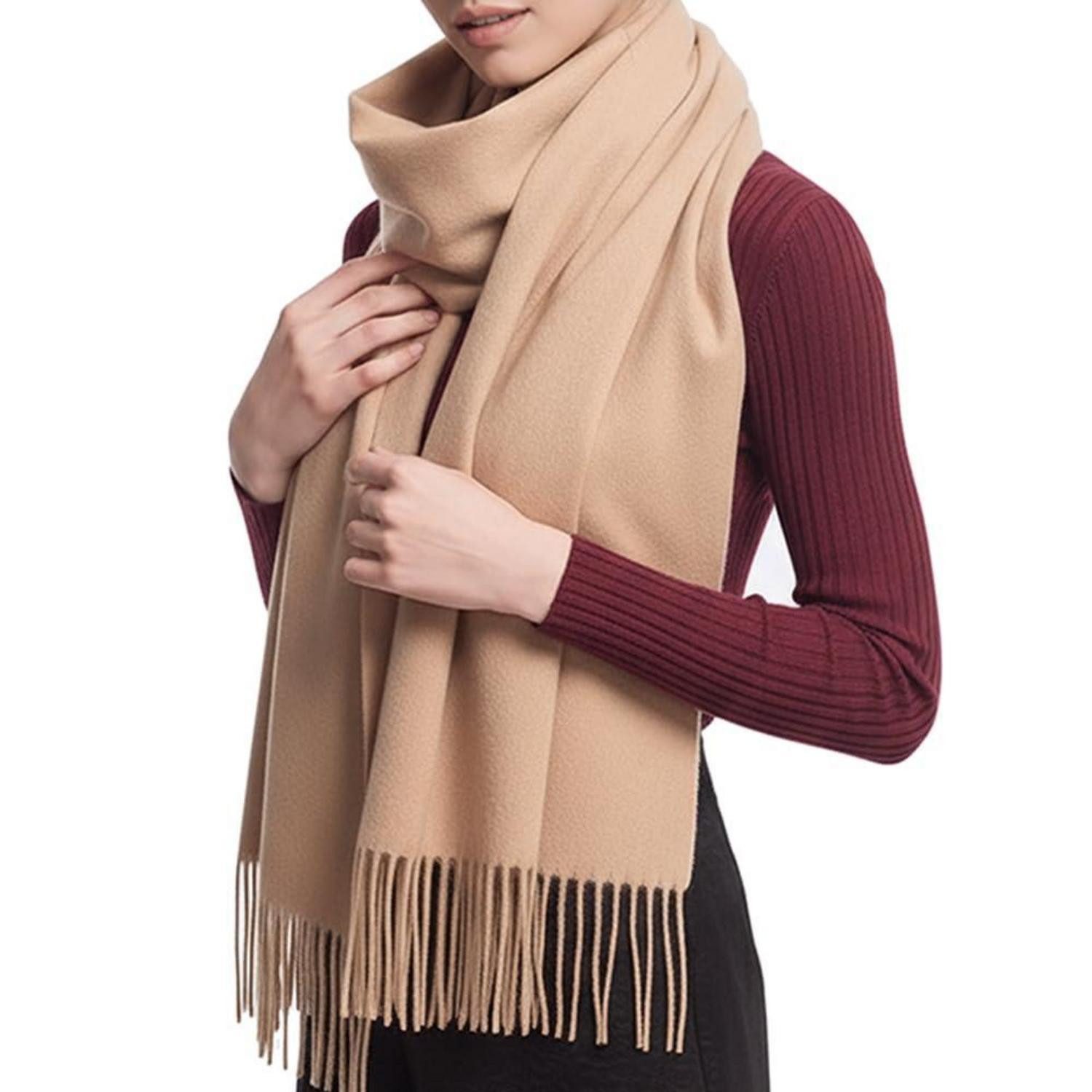 LuxusKollektion Wollschal Wollschal Damen Kaschmir Gefühl Braun 200x70cm, (1-St)