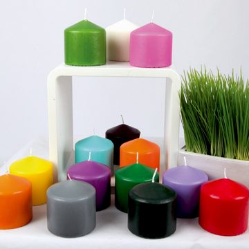 HS Candle Stumpenkerze Blockkerze (3-tlg), Wachskerzen Ø8cm x 8cm - Kerze in vielen Farben
