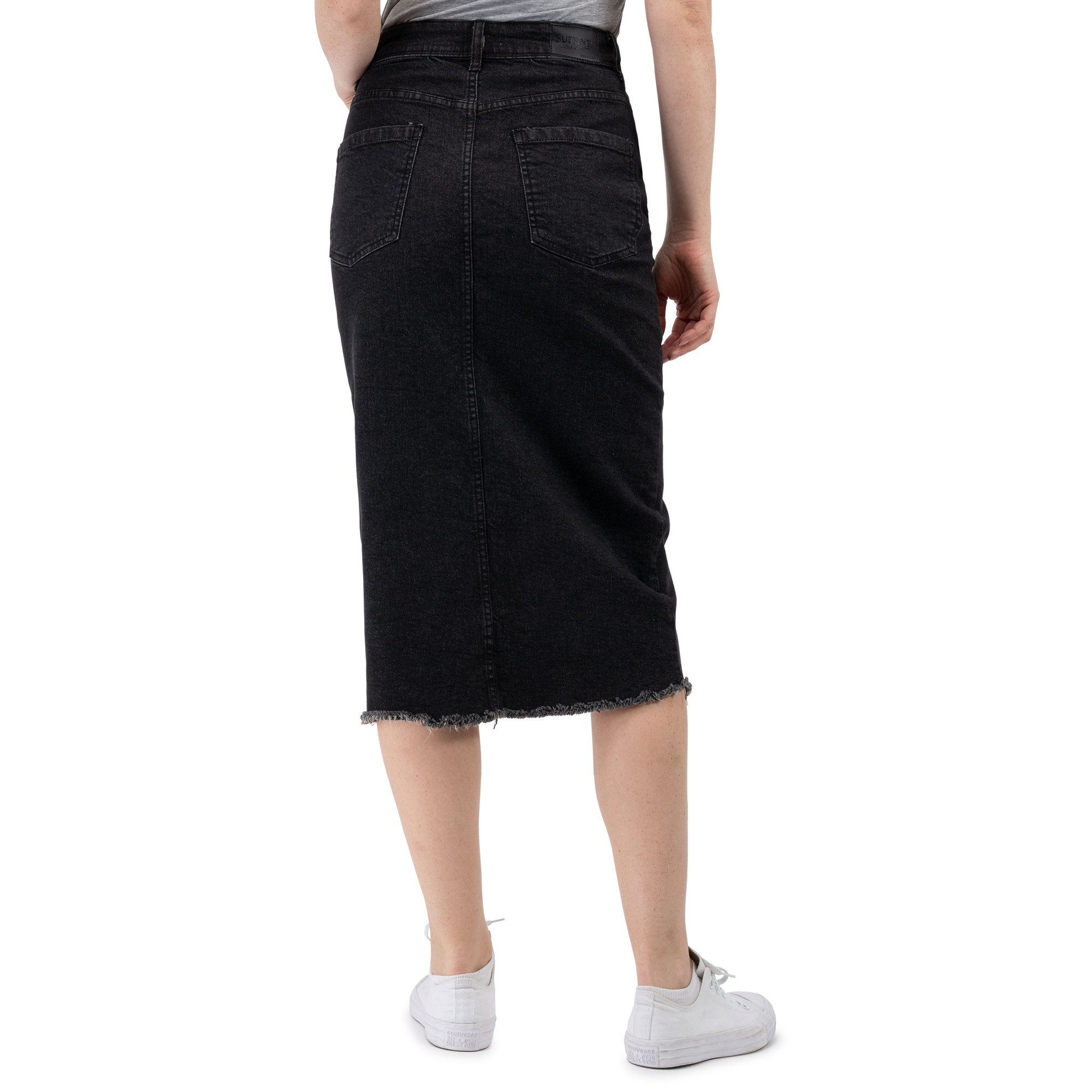 SUBLEVEL Jeansrock Damen Maxi Midi Mini Rock langer Schnitt Denim Stretch