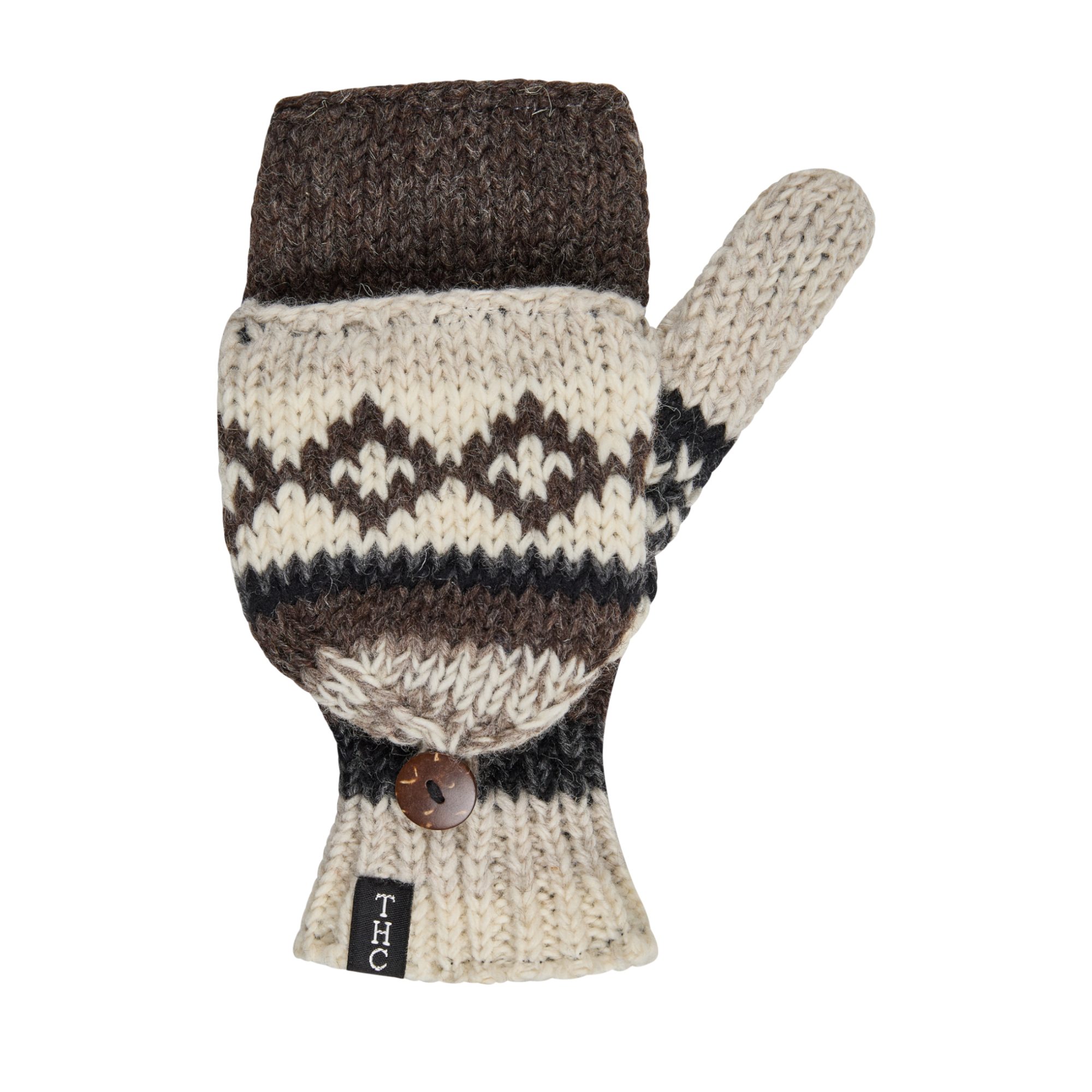 THC Natural Line Strickhandschuhe THC Klapphandschuhe 888 (1-St., 1 Paar) abklappbare Fingerspitzen
