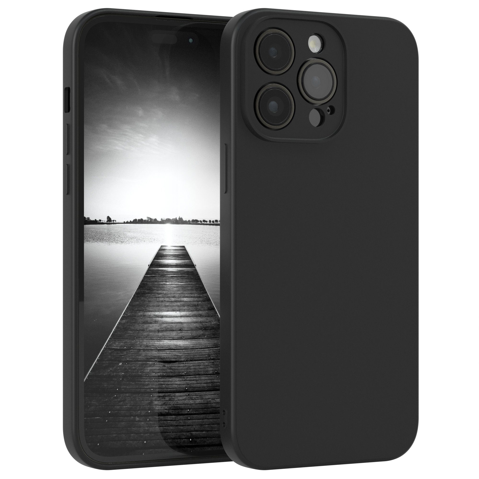 EAZY CASE Handyhülle TPU Hülle für Apple iPhone 14 Pro Max 6,7 Zoll, Silikon Schutzhülle mit Kameraschutz kratzfest Back Cover Etui Schwarz