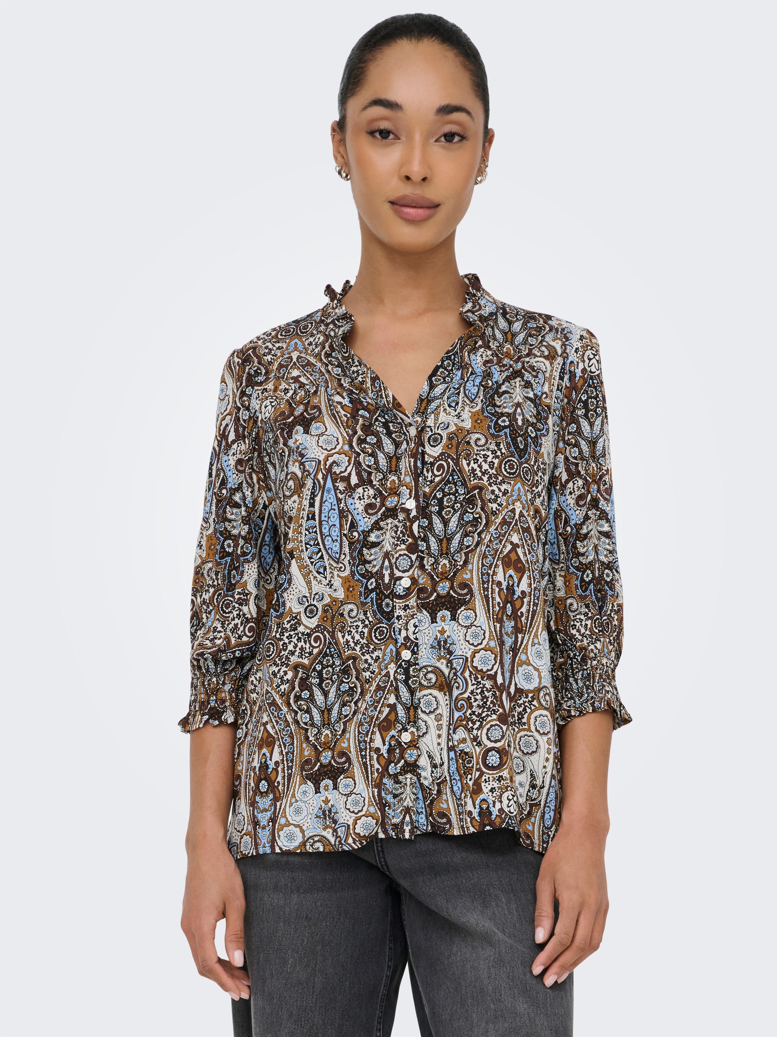 ONLY Kurzarmbluse ONLRAYA 3/4 SHIRT WVN NOOS Viskose, regular fit