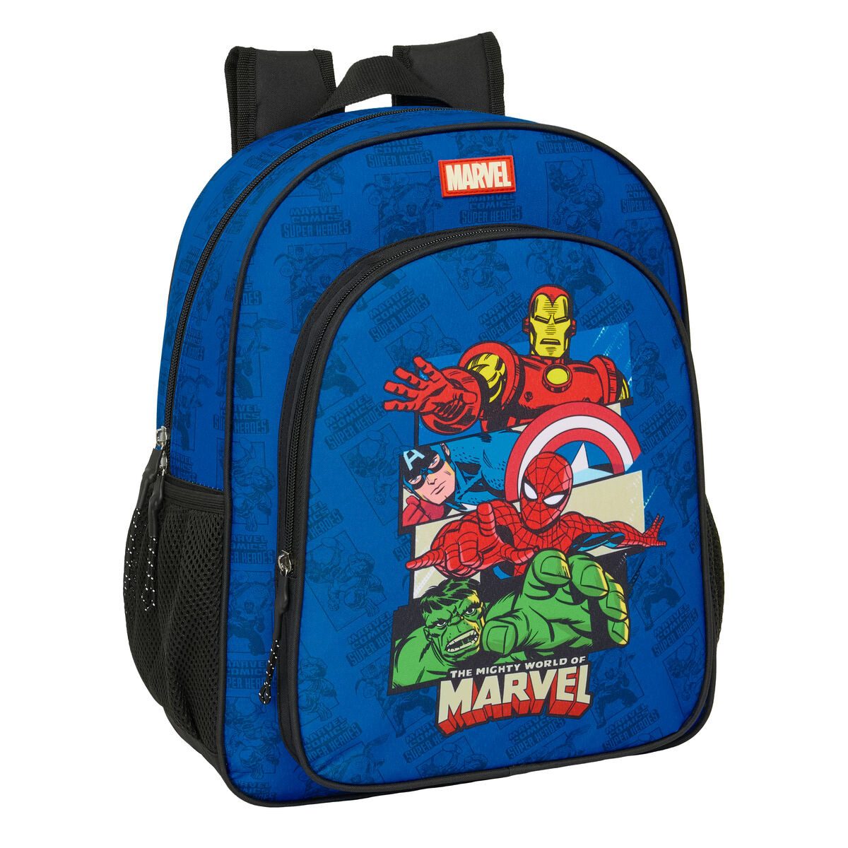 Rucksack 32 x 38 x 12 cm Kinder Rucksack The Avengers Blau Schwarz 32x38x12 cm