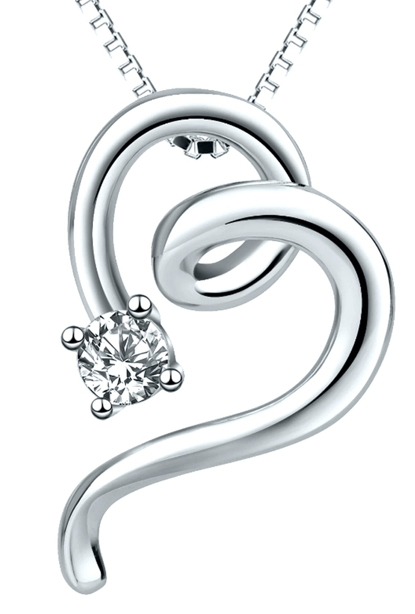 Herzkette 925 Sterling Silber Kette mit Herz Anhänger Frauenkette