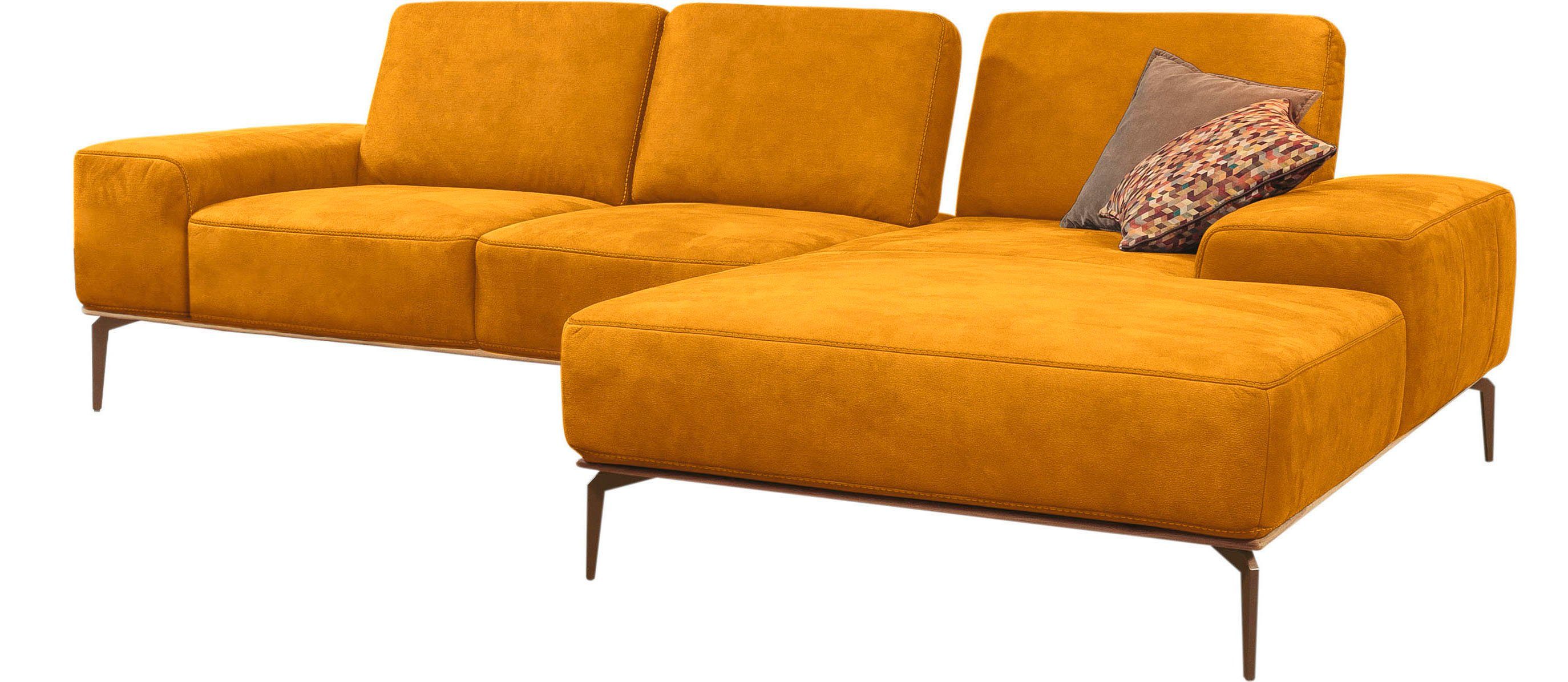 W.SCHILLIG Ecksofa run, Designsofa mit tollem Sitzkomfort, bequem, L-Form, mit Holzsockel, Füße in Bronze pulverbeschichtet, Breite 279 cm