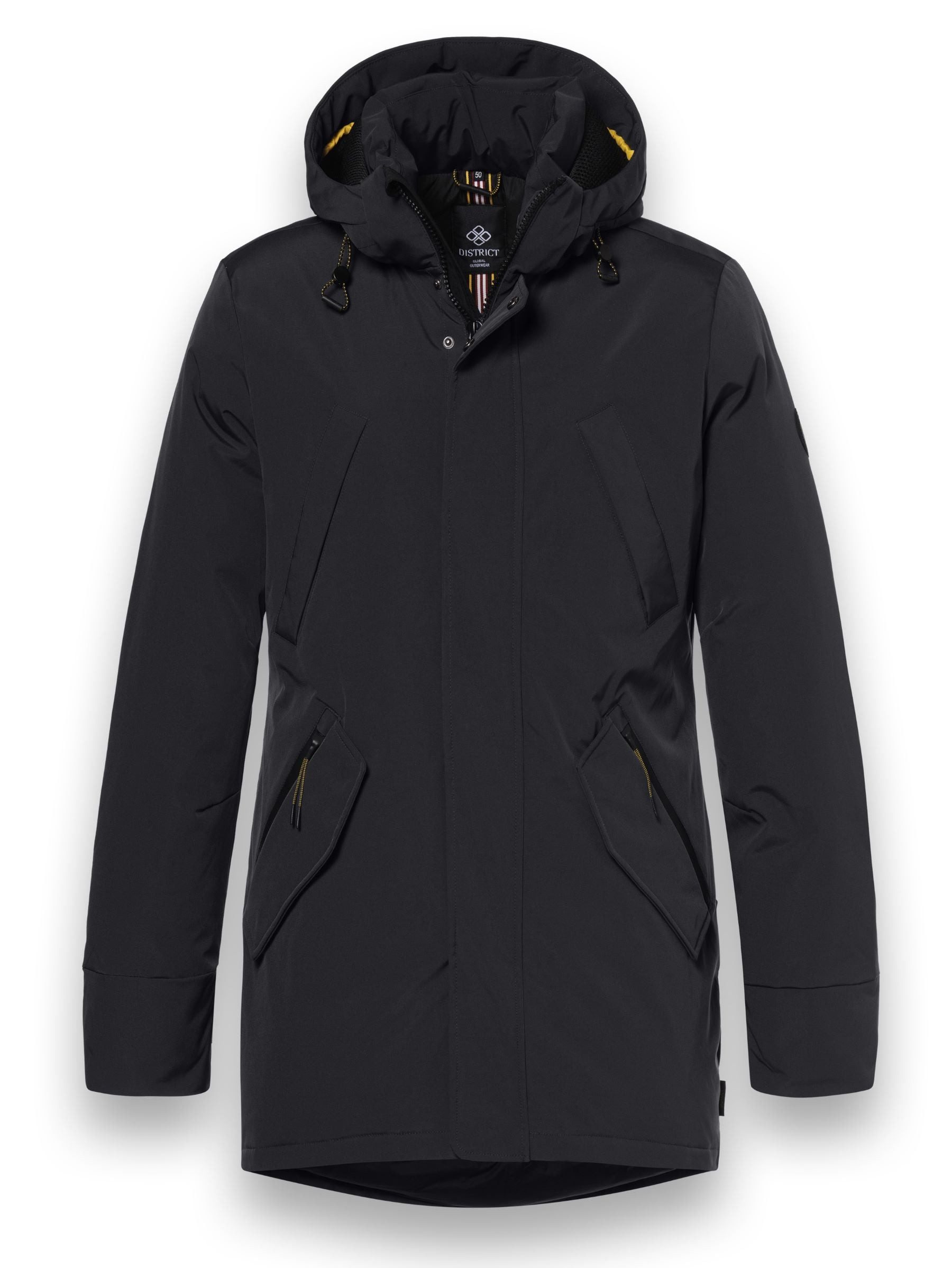 District Winterjacke Winter mit Kapuze (Parka, winddicht, warm) schwarz Herren