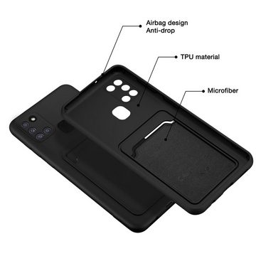 CoolGadget Handyhülle Card Case Handy Tasche für Samsung Galaxy A21s 6,5 Zoll, Silikon Schutzhülle mit Kartenfach für Samsung Galaxy A21s Hülle