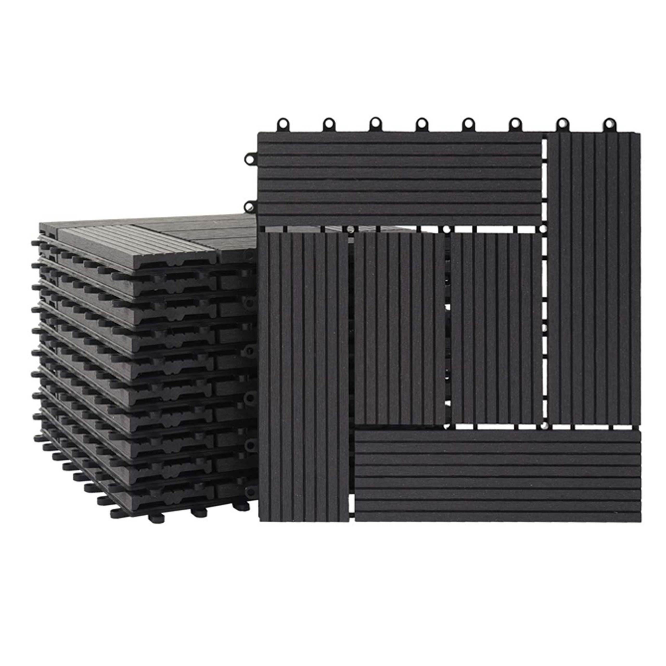 MCW WPC-Fliesen Sarthe, Set, 11 St., 11er, Witterungs- und UV-Beständig, Holzoptik, Hitze- und Kälteisolierend