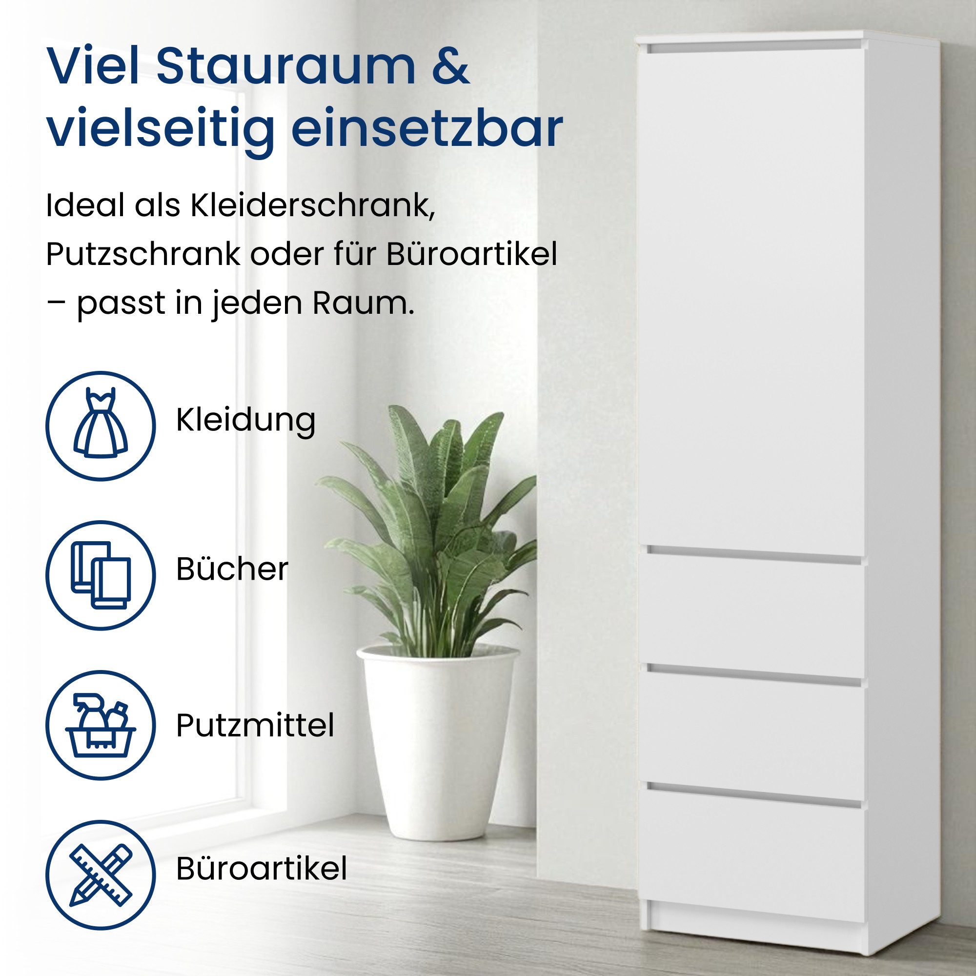 Home Collective Kleiderschrank Garderobenschrank Mehrzweckschrank Schrank platzsparend & vielseitig (50x40x180,5 cm (BxTxH), ideal für Schlafzimmer Flur & Arbei – Bild 4 von 5