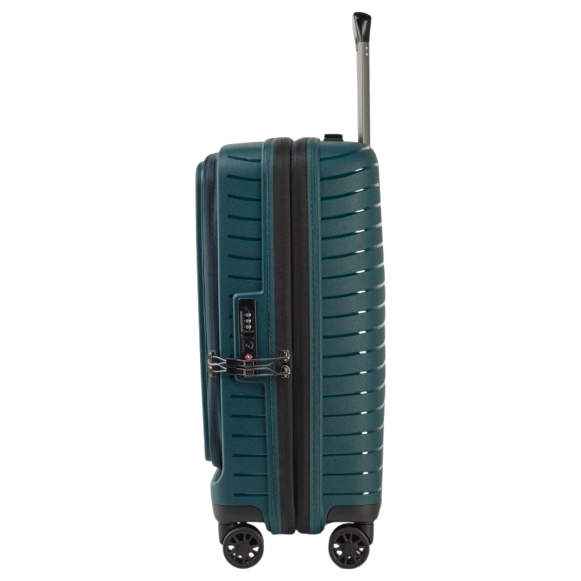 Stratic Koffer Novium ML - 4-Rollen-Kabinentrolley mit Vortasche 55 cm erw. (petrol), 4 Rollen Rollen