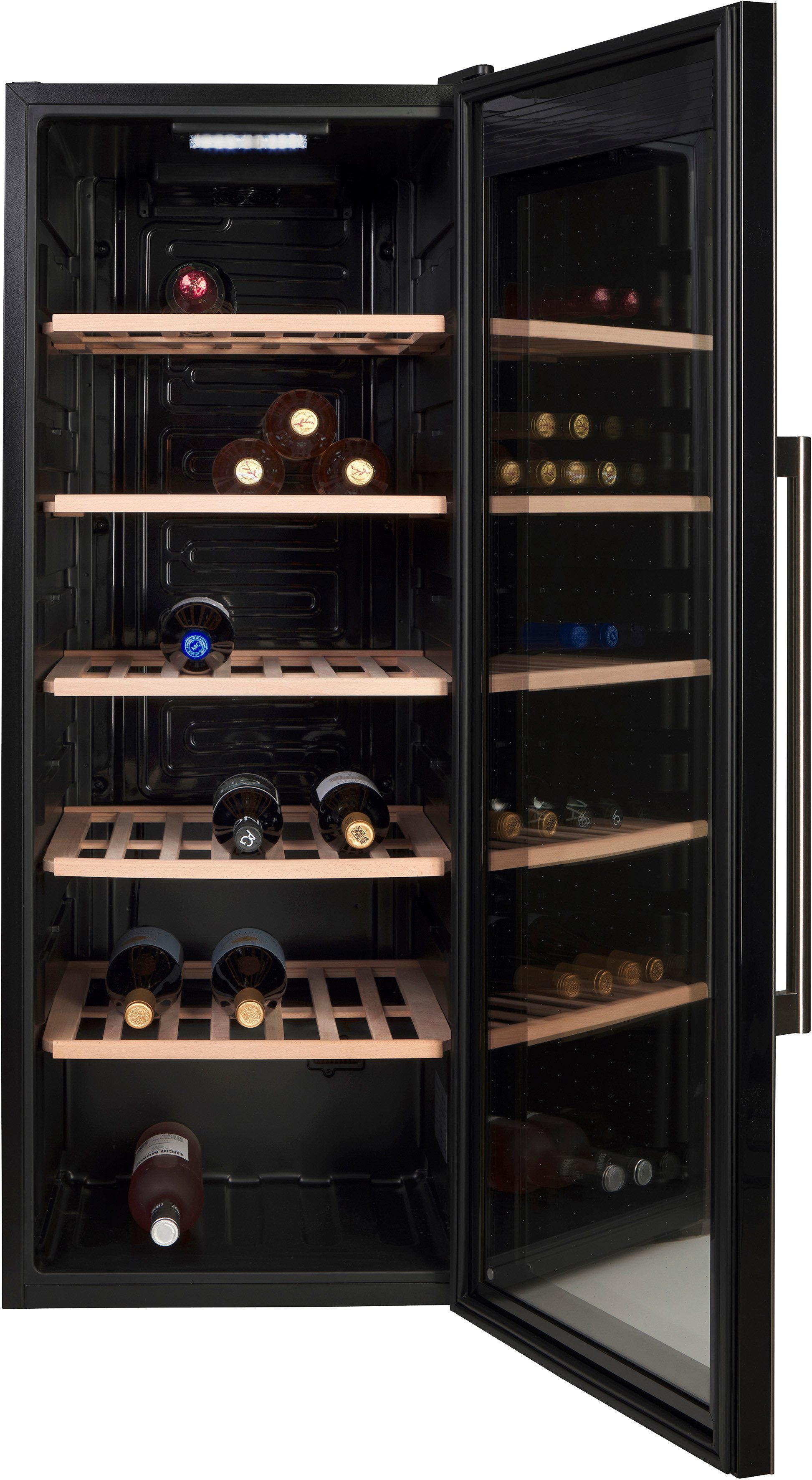 Hanseatic Weinkühlschrank HWC86ECBA, für 86 Standardflaschen á 0,75l,verspiegelte Glastür mit integriertem Bedienfeld