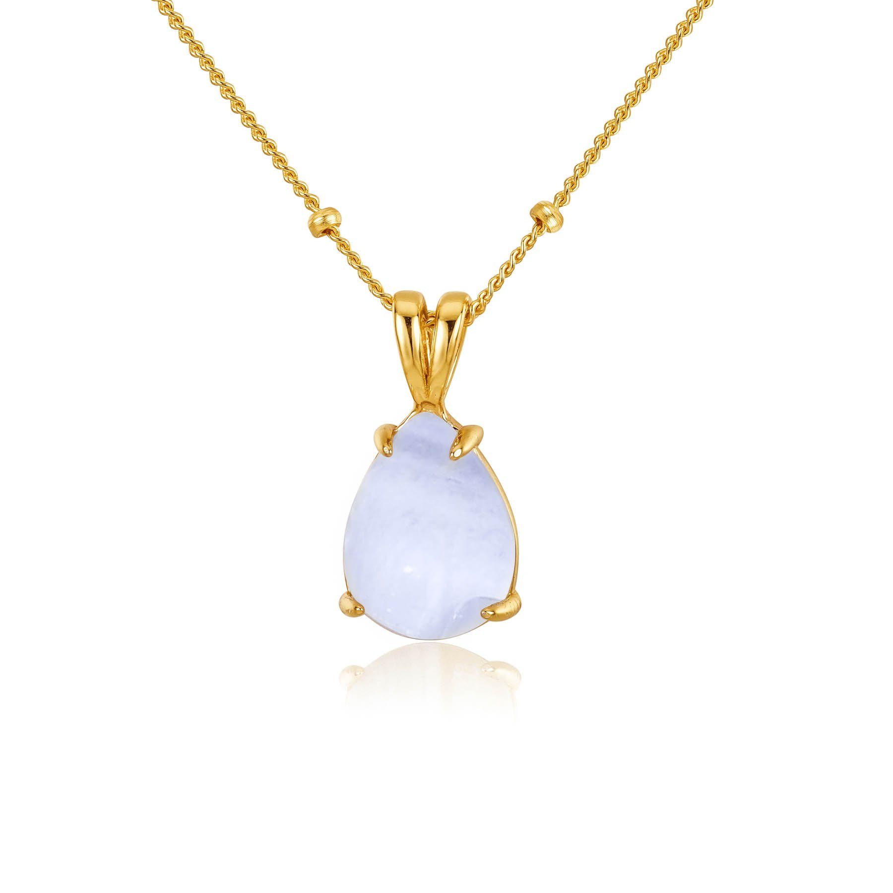 Brandlinger Kette mit Anhänger Halskette Izmir, Silber 925 vergoldet, Edelstein Tropfen lila Chalcedon