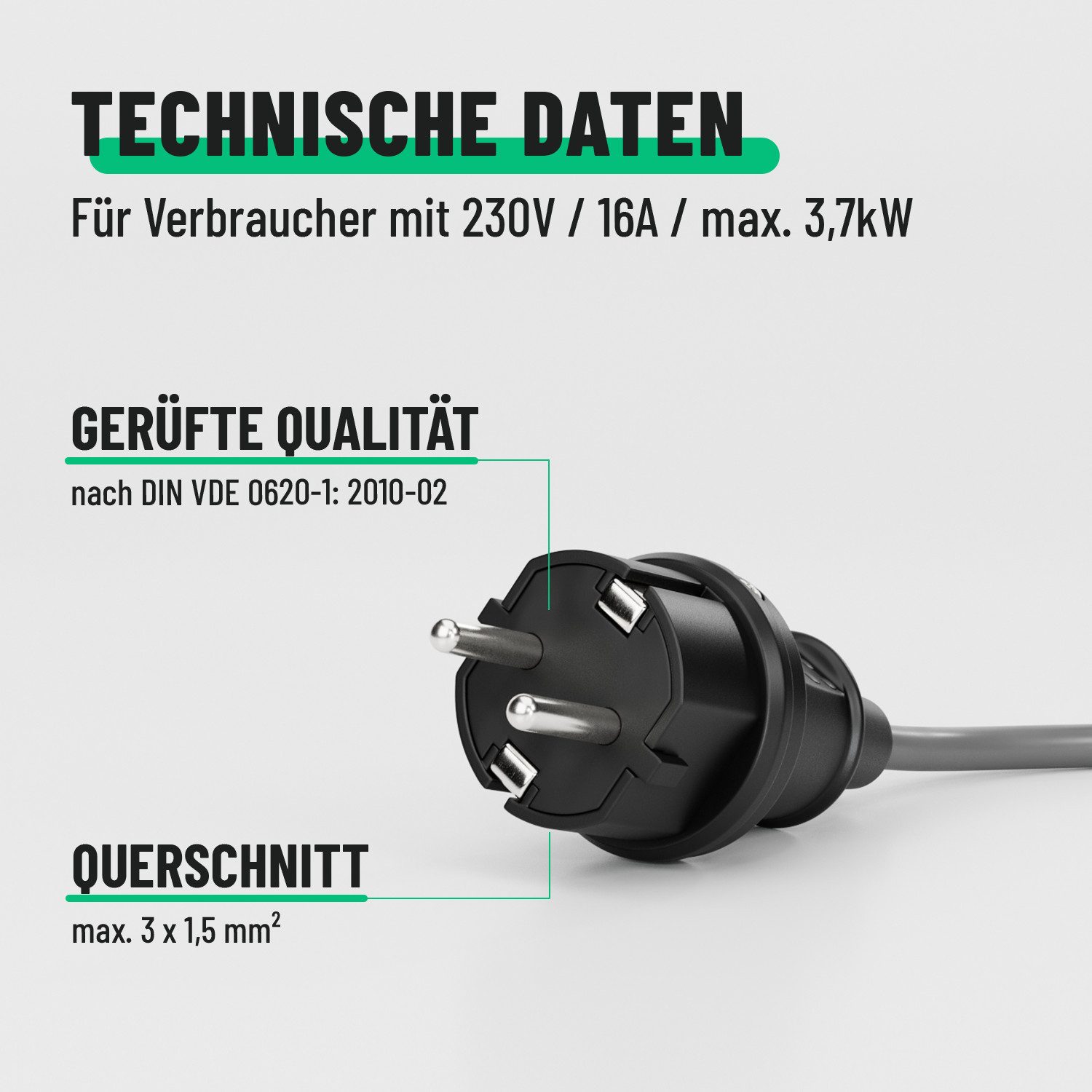 greate. Schuko-Stecker 6x Schutzkontakt Stecker - IP44 Schutzkontaktstecker Schuko Stecker, (1-St)