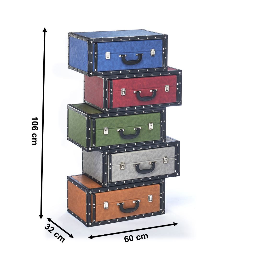 Kobolo Regal Kofferregal in Kofferoptik bunt 5 Fächer 60x32x106 günstig online kaufen