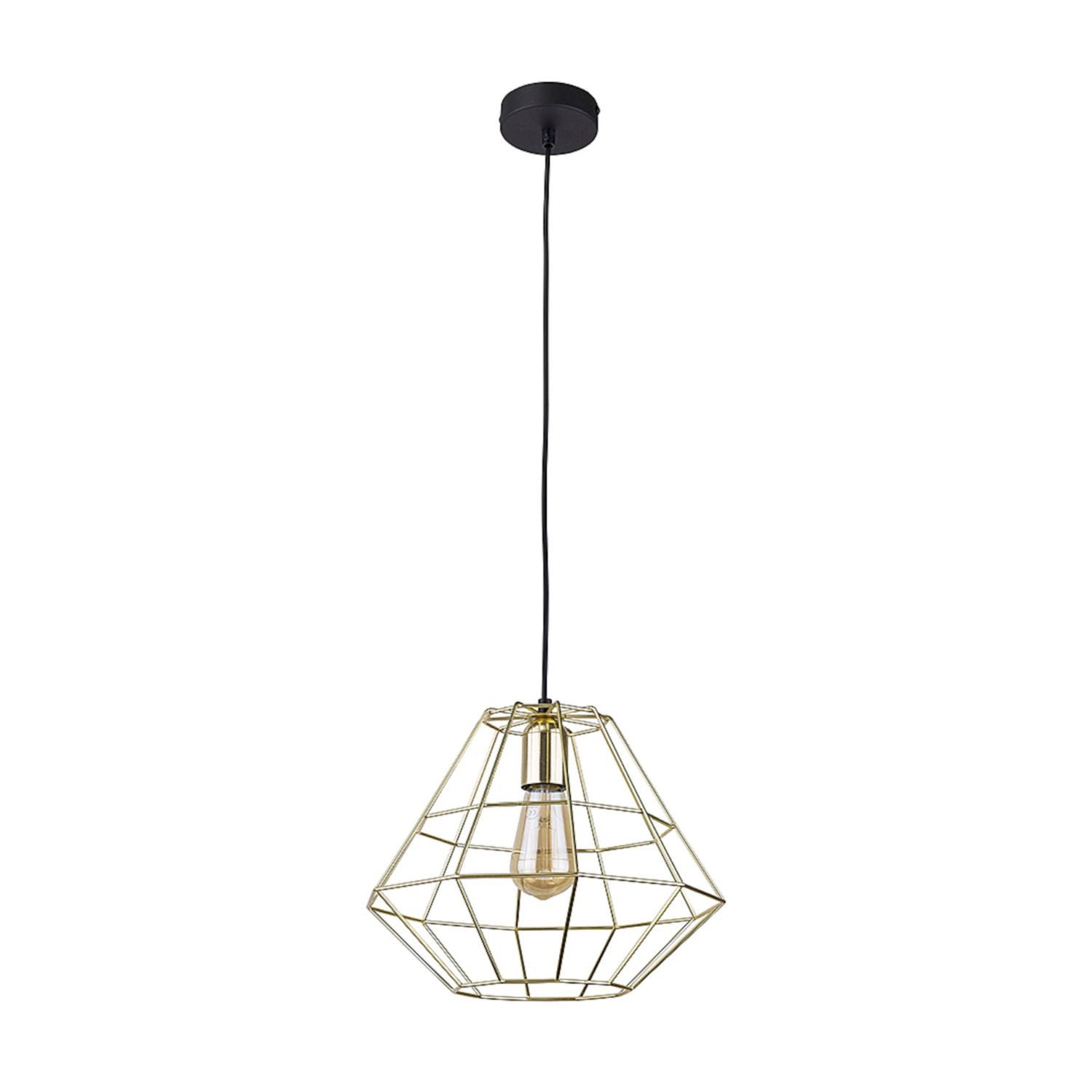 Licht-Erlebnisse Pendelleuchte DIAMOND, ohne Leuchtmittel, Hängelampe Metall in Schwarz Gold rund Ø30cm Wohnzimmer