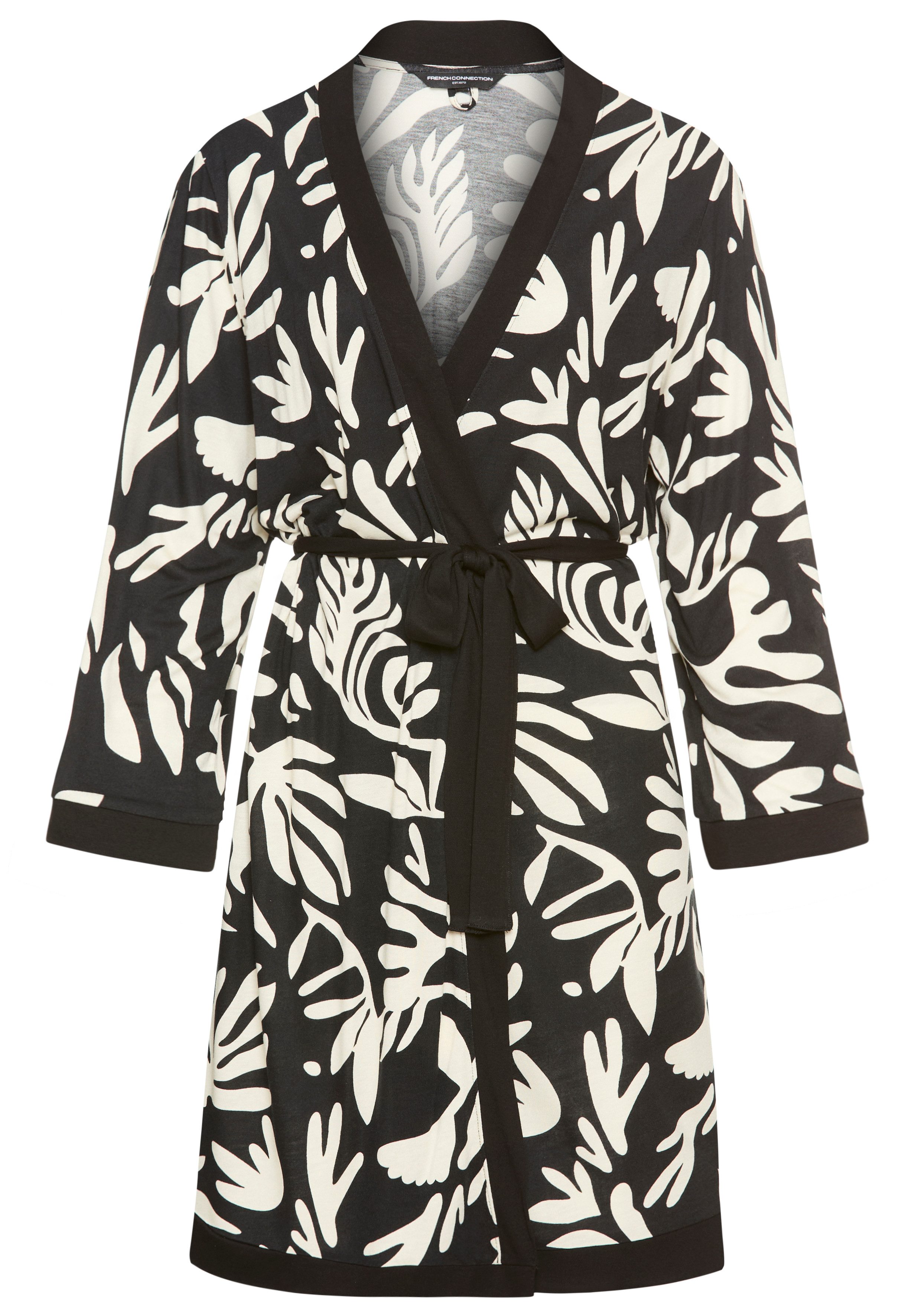 French Connection Kimono, Kurzform, Viskose, Gürtel, im zeitlosen Schwarz-Weiß-Look. € 44,99