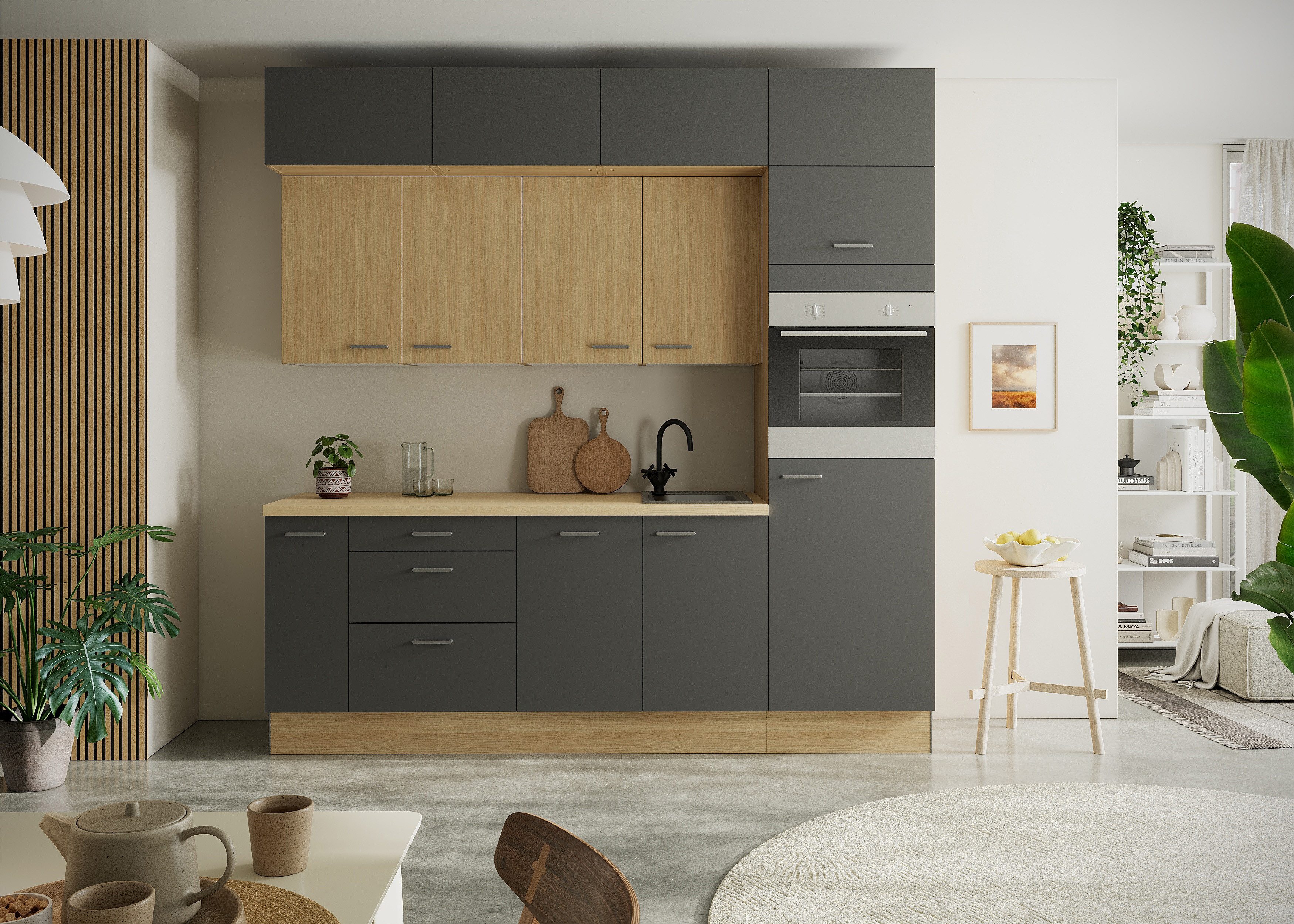 KOCHSTATION Küchenzeile KS-Lucy, Breite 240 cm, Soft-Close, inkl. Zubehör, wahlweise mit Geschirrspüler