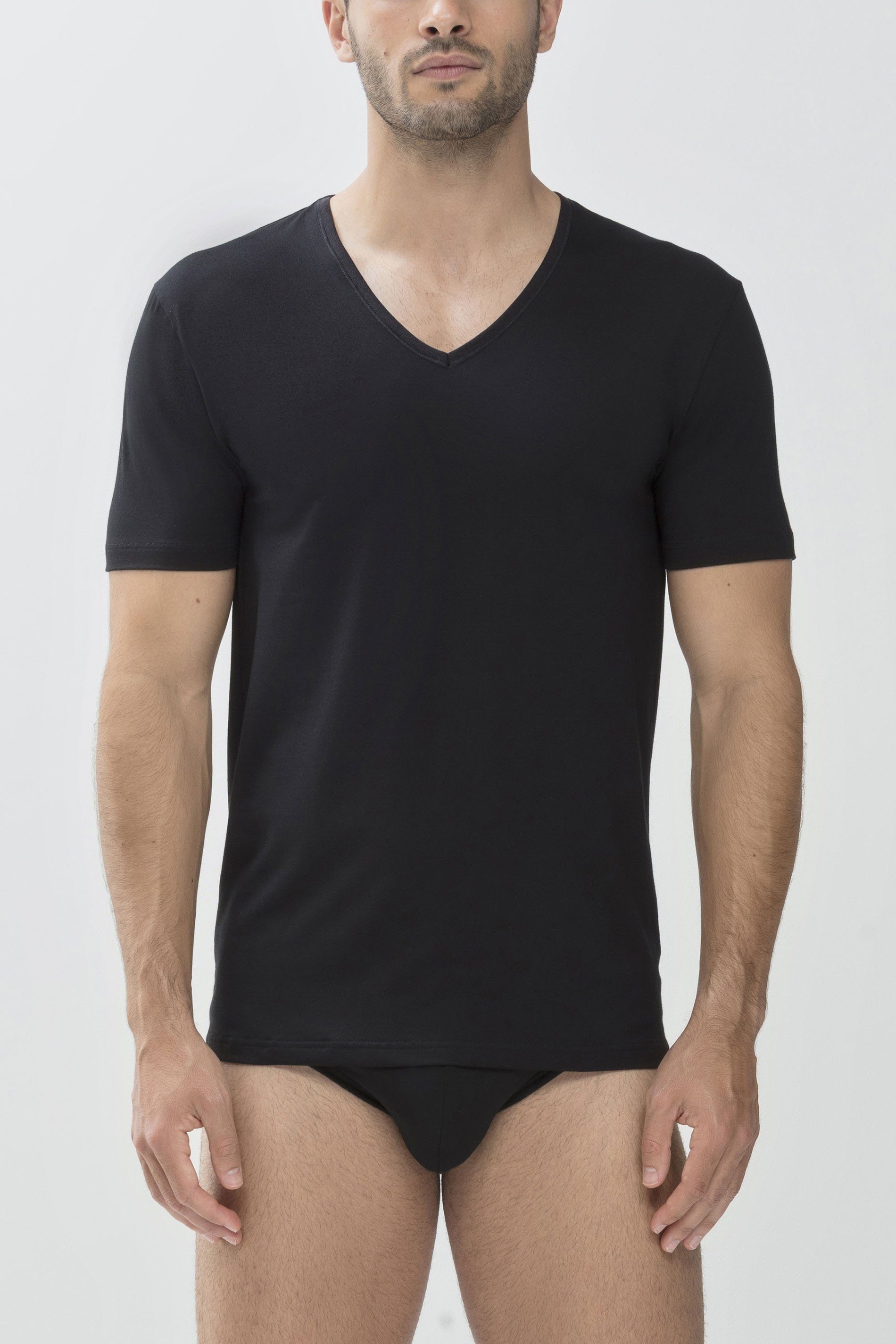 Dry Serie V-Shirt Cotton (1-tlg) Schwarz Uni Mey