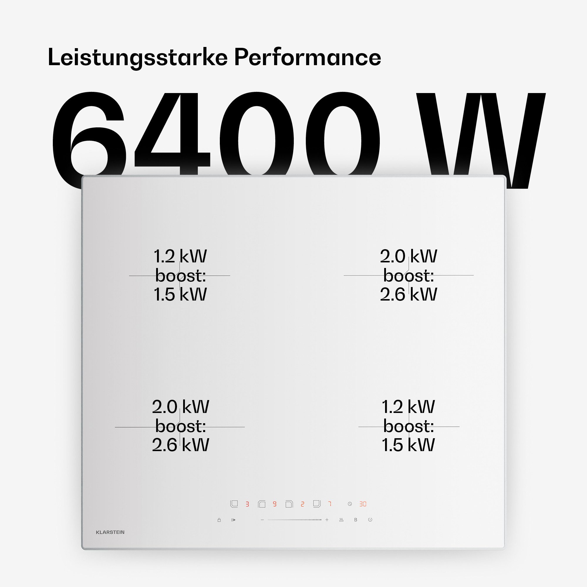 Klarstein Induktions-Kochfeld Velaire Induktionskochfeld 4 Kochzonen 7000W 60 cm Boost Touch-Slider, Elektrisches Kochfeld 4 Zonen Timer Glaskeramik Slider