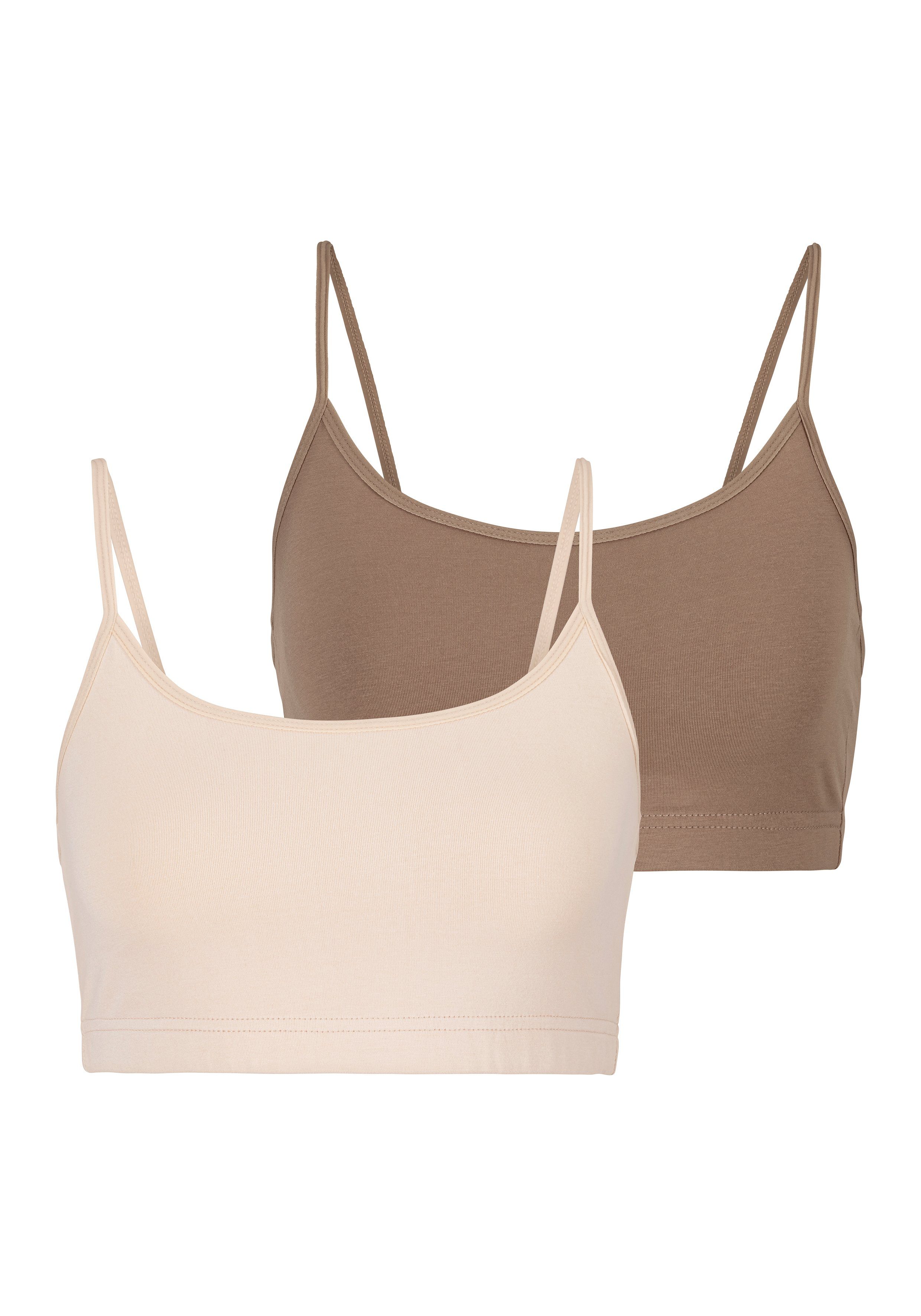 (Packung, elastischer LASCANA aus champagner, Baumwolle nougat Stück) 2-tlg., 2 Bustier