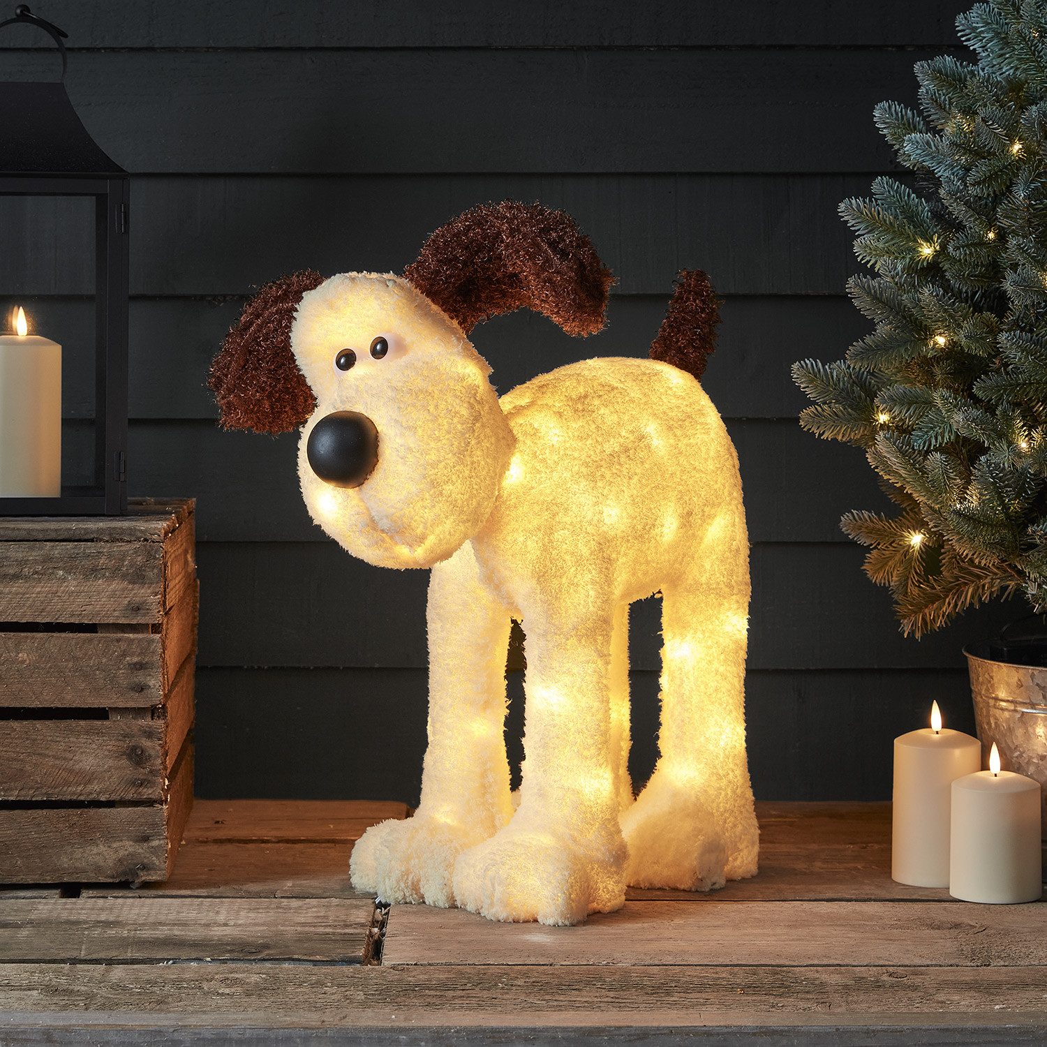 Lights4fun LED-Dekofigur Wallace and Gromit™ Hund LED Figur außen