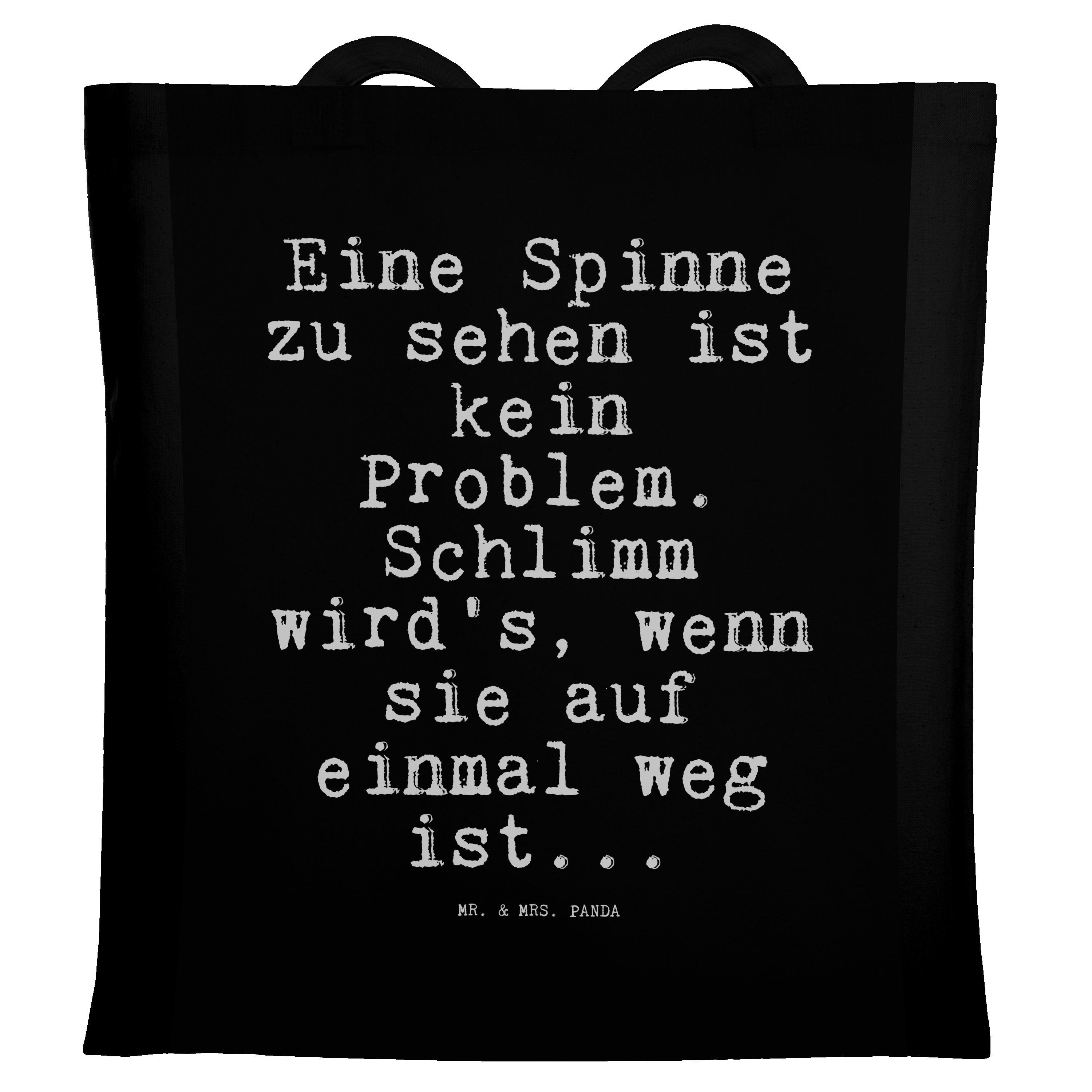 Mr. & Mrs. Panda Tragetasche Eine Spinne zu sehen... - Schwarz - Geschenk, Spinnen, Jutebeutel, Sp (1-tlg)